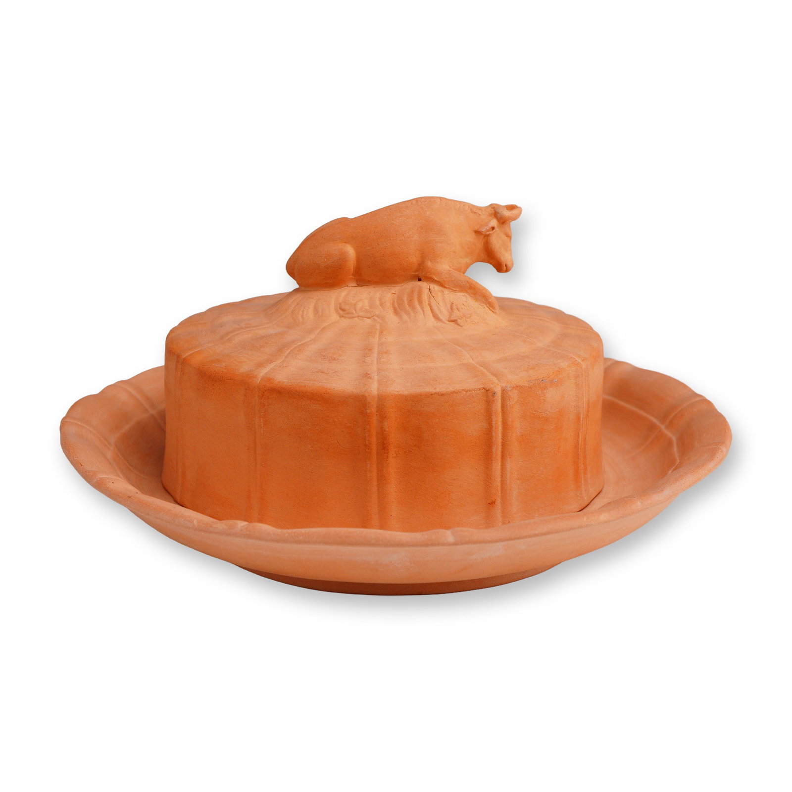 Wedgwood Terracotta Butter Tub and Cover with Cow Finial, circa 1870 (1 of 3)