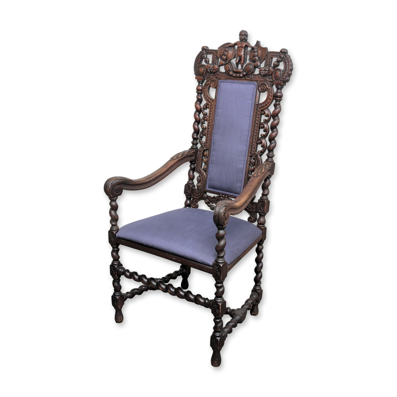 Renaissance Revival Carved Hardwood Throne Armchair (1 of 5)