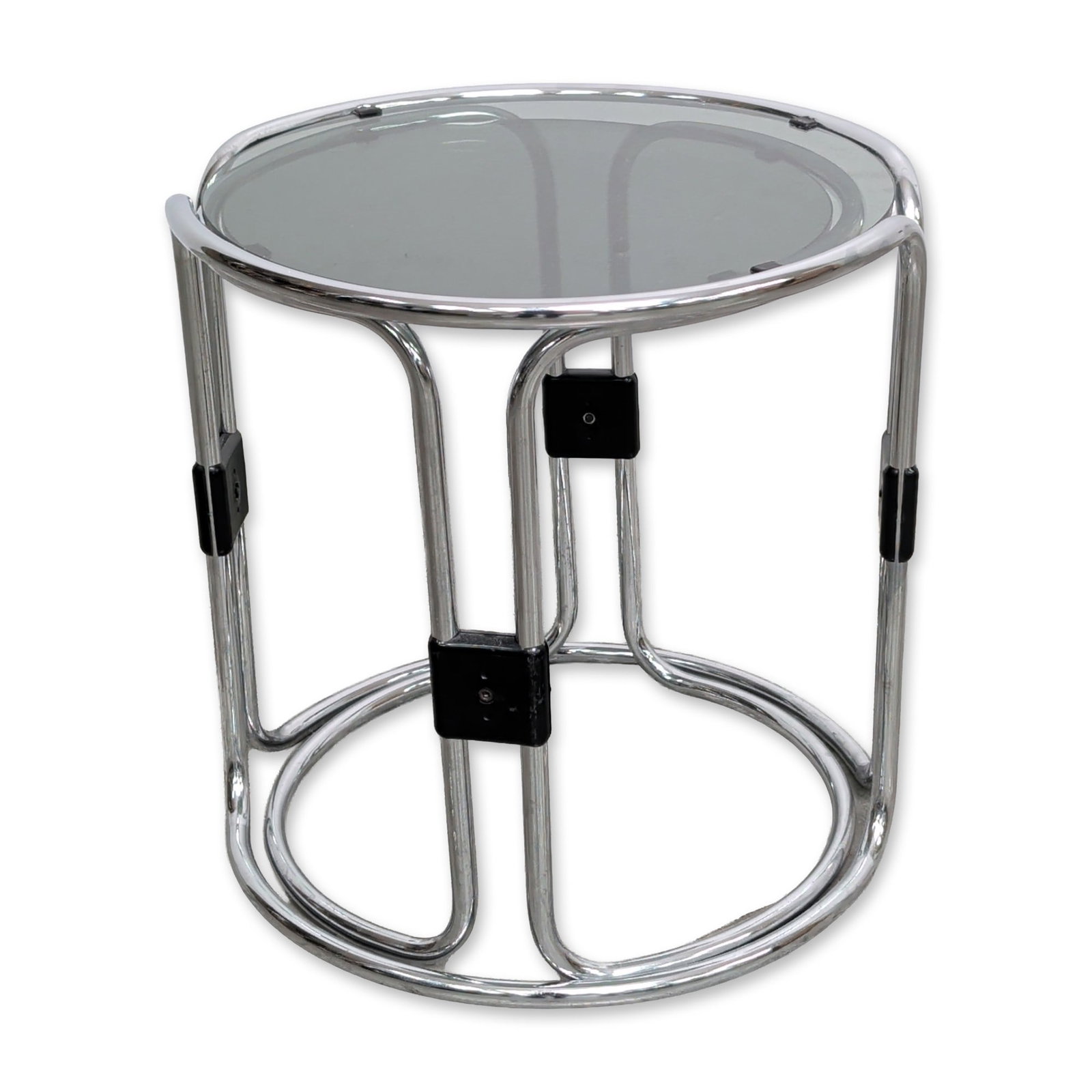 Stacked Mid-Century Modern Chrome and Glass Side Tables (1 of 4)