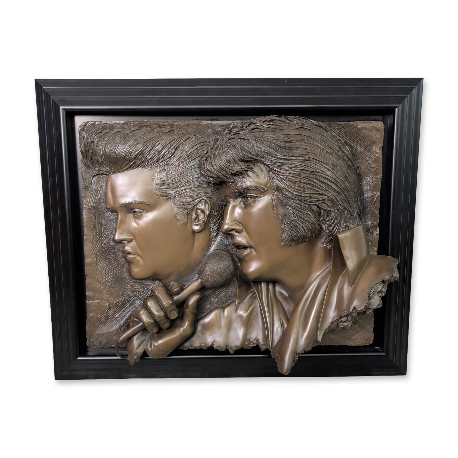 Bill Mack (American, b. 1944), High-Relief Bonded Bronze Wall Sculpture, Elvis, Signed (1 of 5)