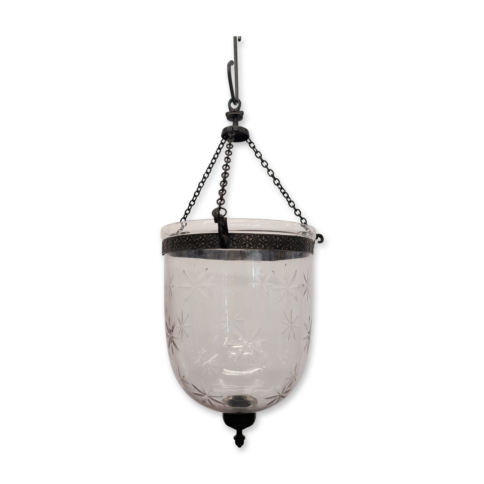 Anglo-Indian Influenced Etched Glass Bell Jar Lantern (1 of 6)