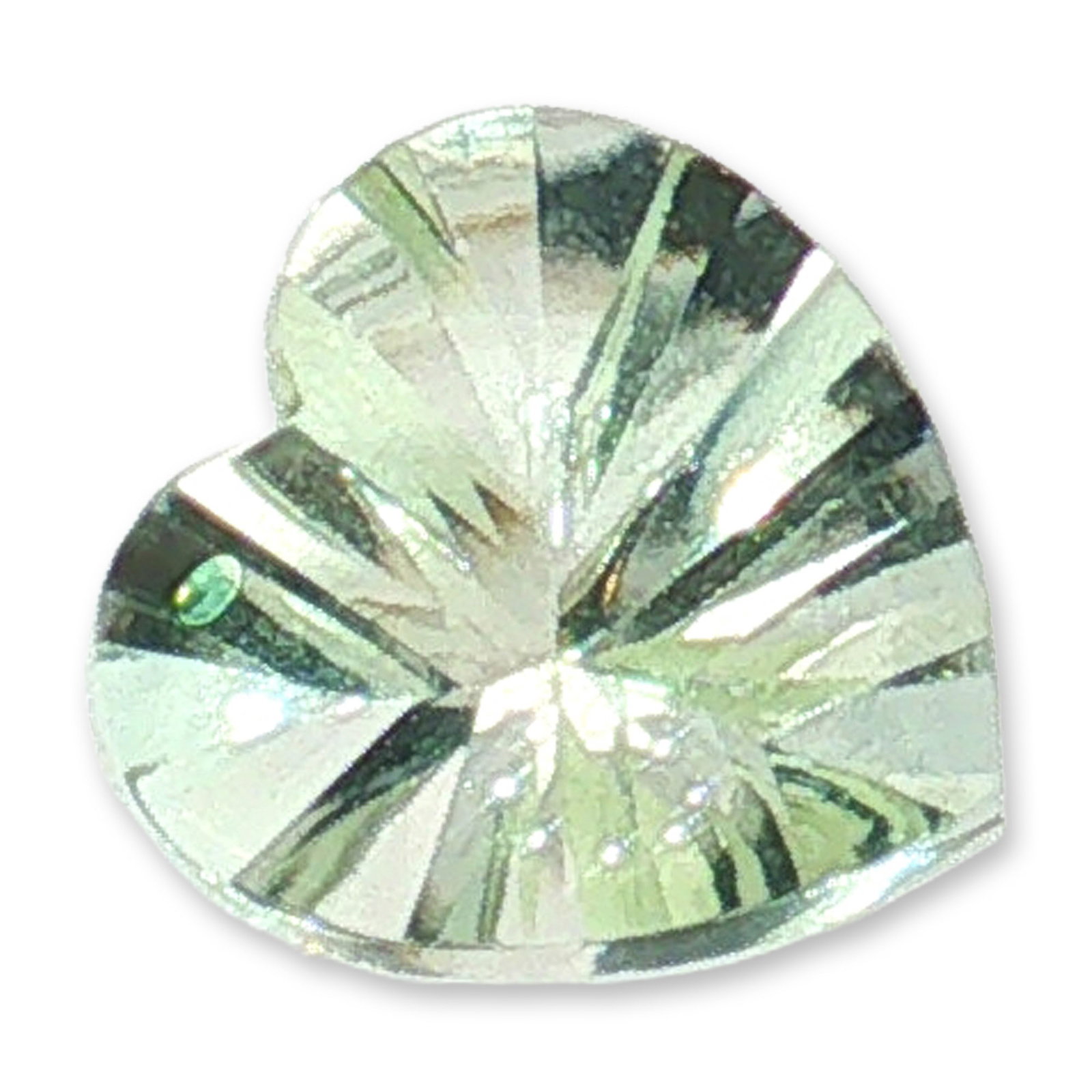 Heart-Shaped Loose Mint Green Amethyst: Ben Kho creation. Faceted loose canary yellow citrine in a Portuguese round cut featuring multiple tiers of un-stacked facets. Documented as cut by AGTA award-winning gemstone designer Ben Kho. The ge