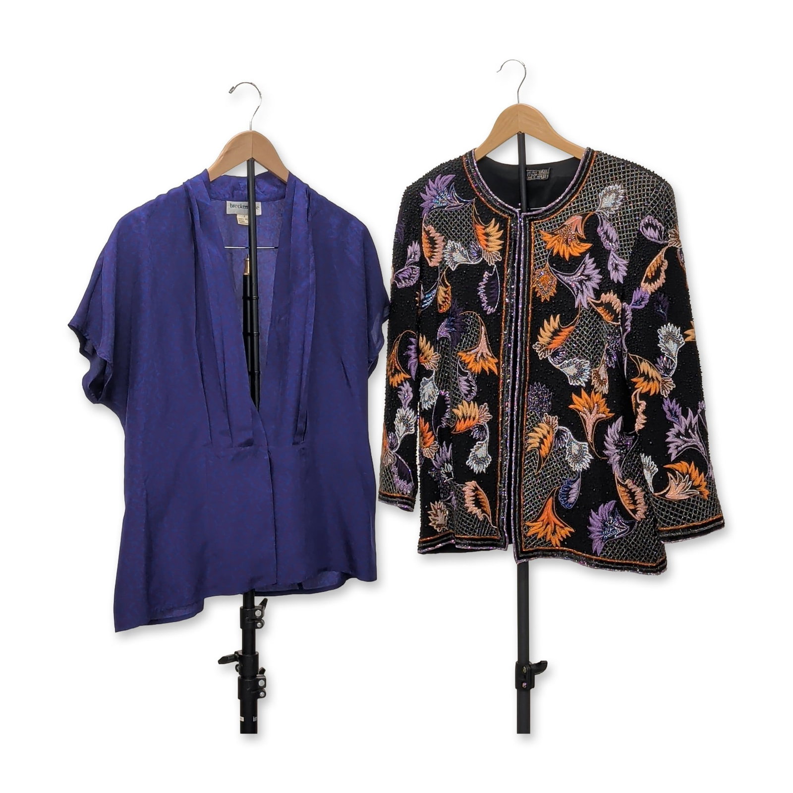 2pc Vintage Silk Blouse and Evening Beaded Jacket (1 of 7)
