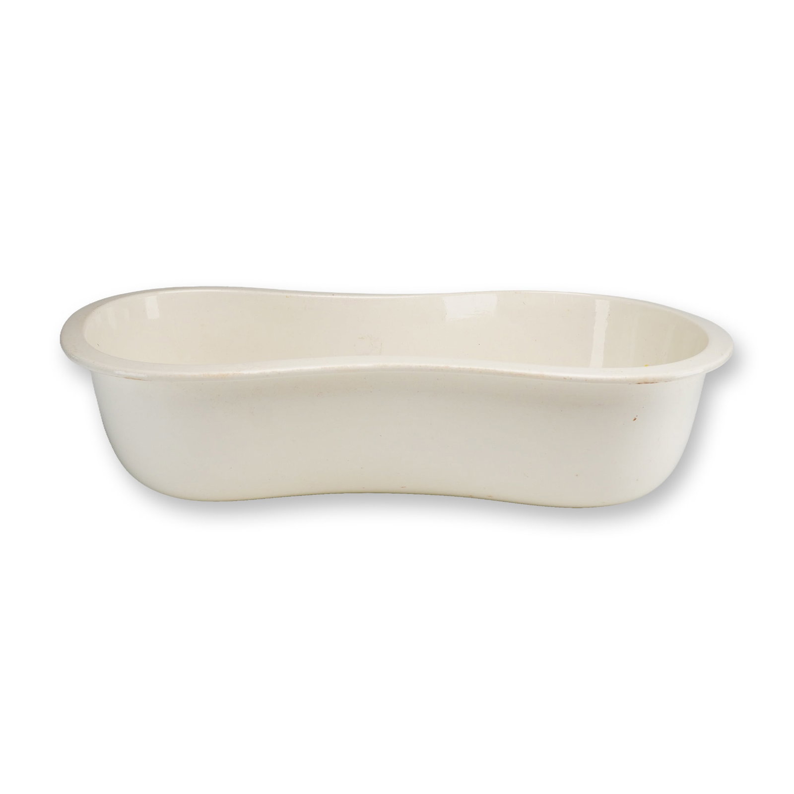 Wedgwood Creamware Kidney-Shaped Bowl: A 19th-century Wedgwood creamware bowl. This earthenware vessel, commonly referred to as Queen's ware, is characterized by its kidney-shaped form and deep well with a narrow, slightly flared rim. The 