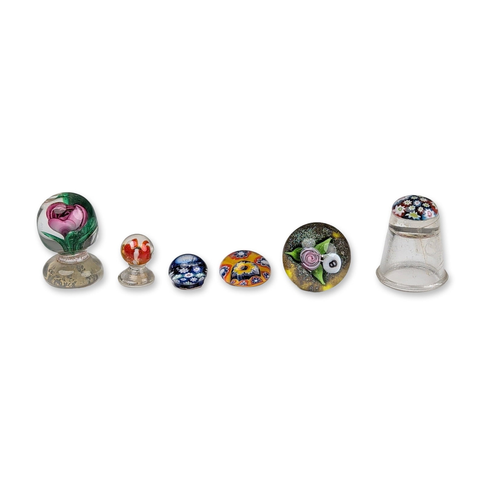 Collection of Six Art Glass Miniatures including Caithness Thimble (1 of 3)