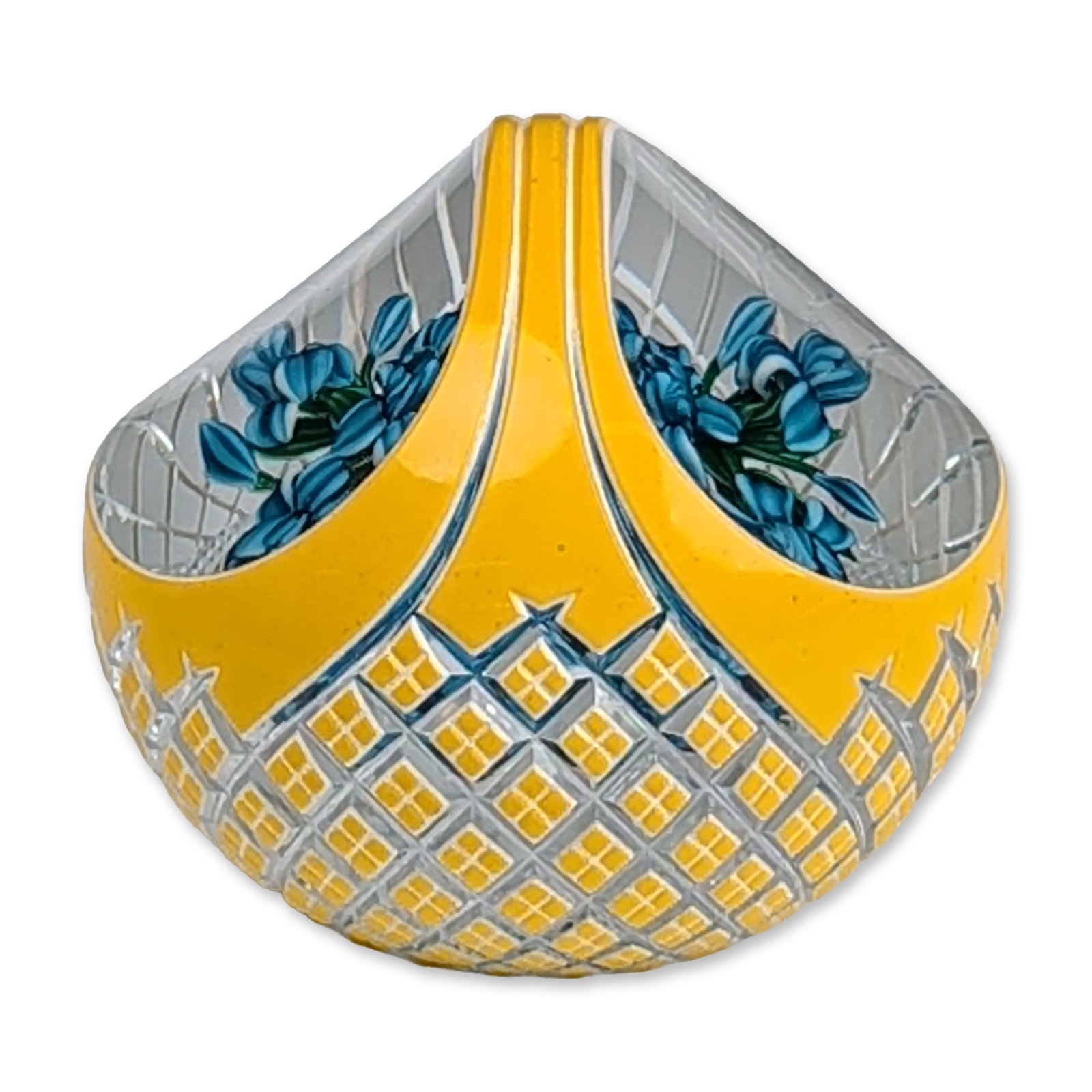 Ray Banford Cut Double-Overlay Iris Basket Paperweight (1 of 5)