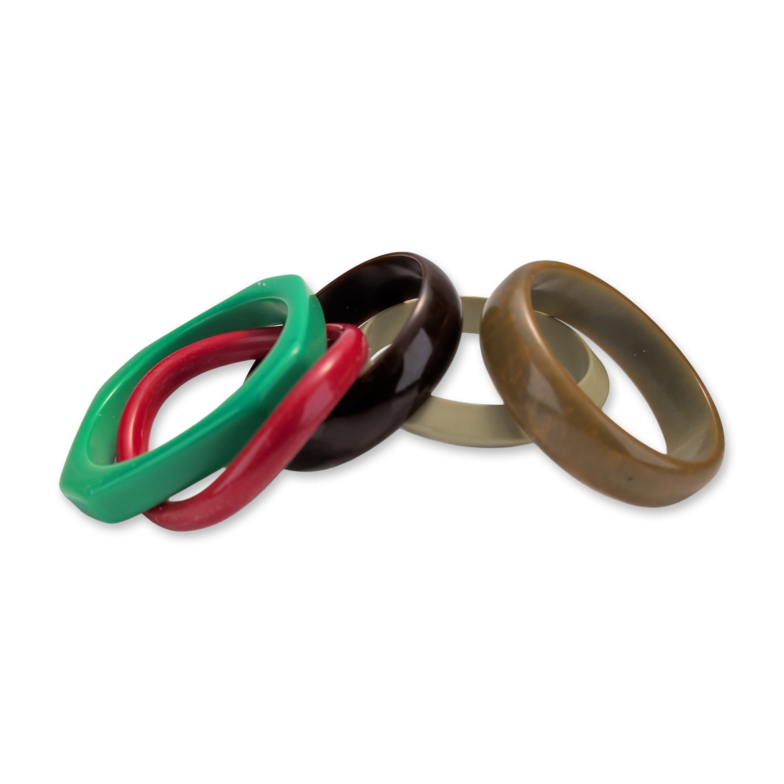 Collection of Six Mid-Century Vintage Bakelite and Plastic Bangle Bracelets (1 of 3)