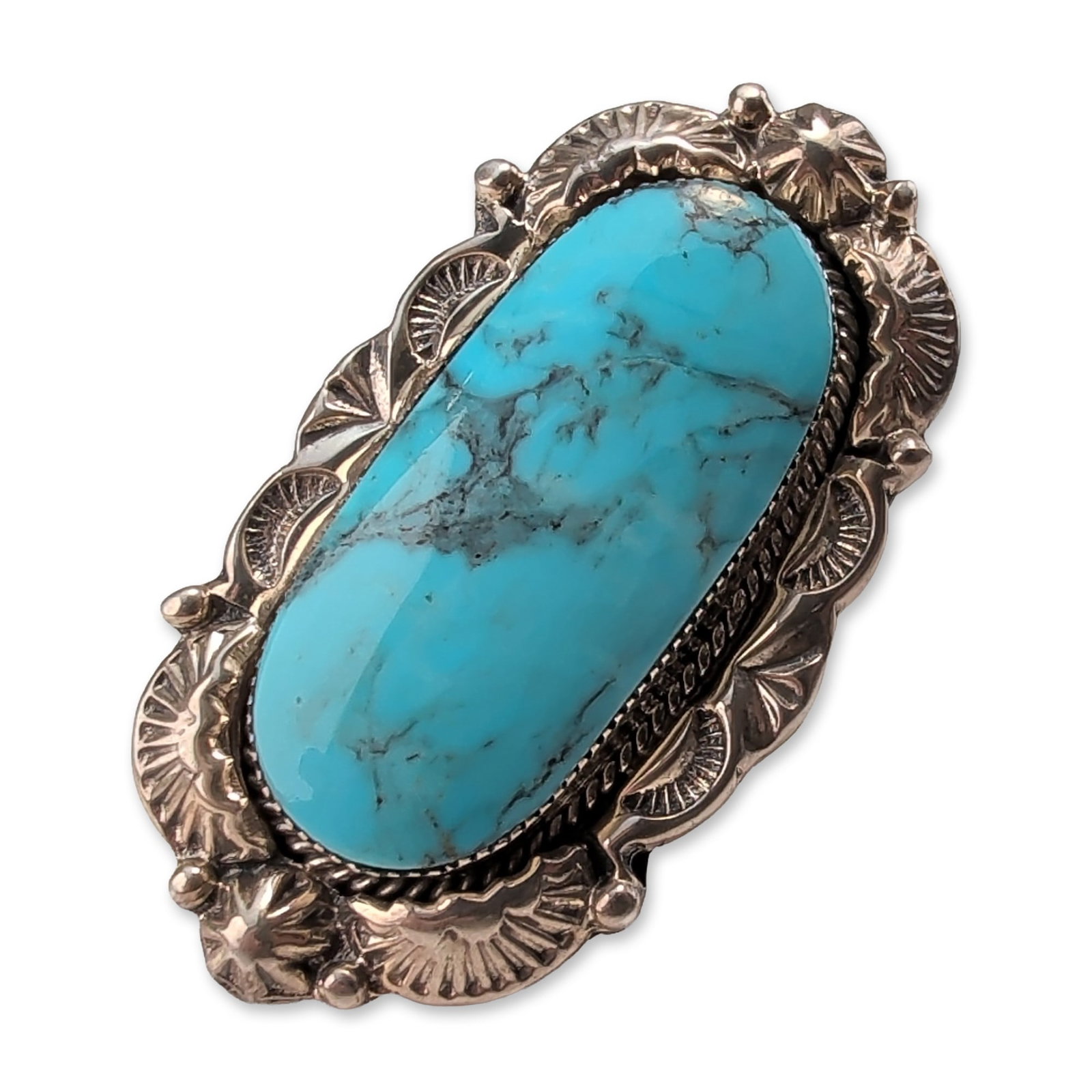 Running Bear Southwestern Sterling Silver Turquoise Ring (1 of 4)
