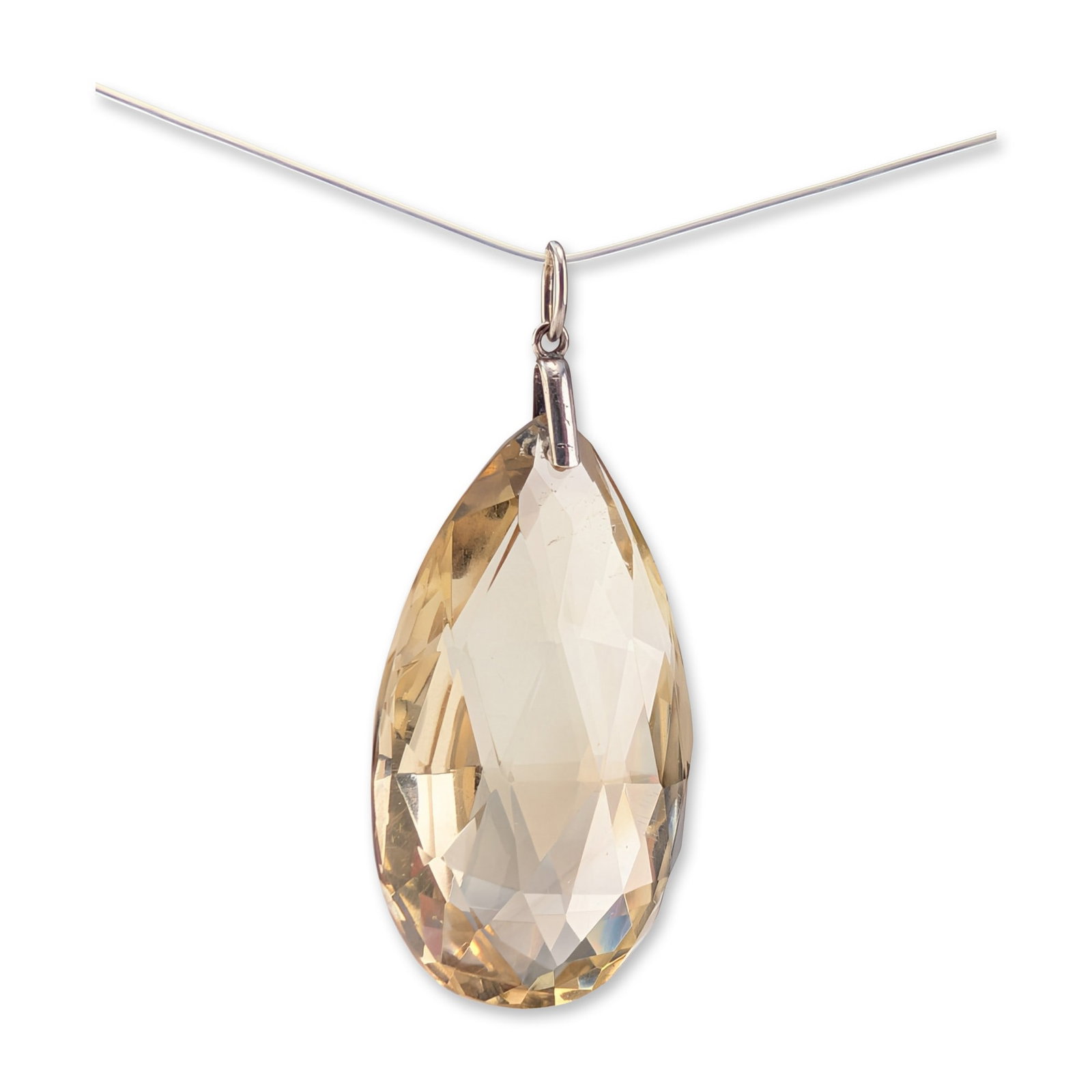 Large Citrine Briolette Sterling Silver Pendant (1 of 3)
