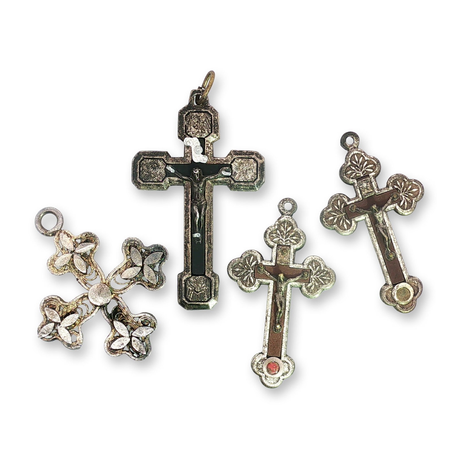 4pc Collection of Italian Silver Tone Religious Pendants (1 of 4)