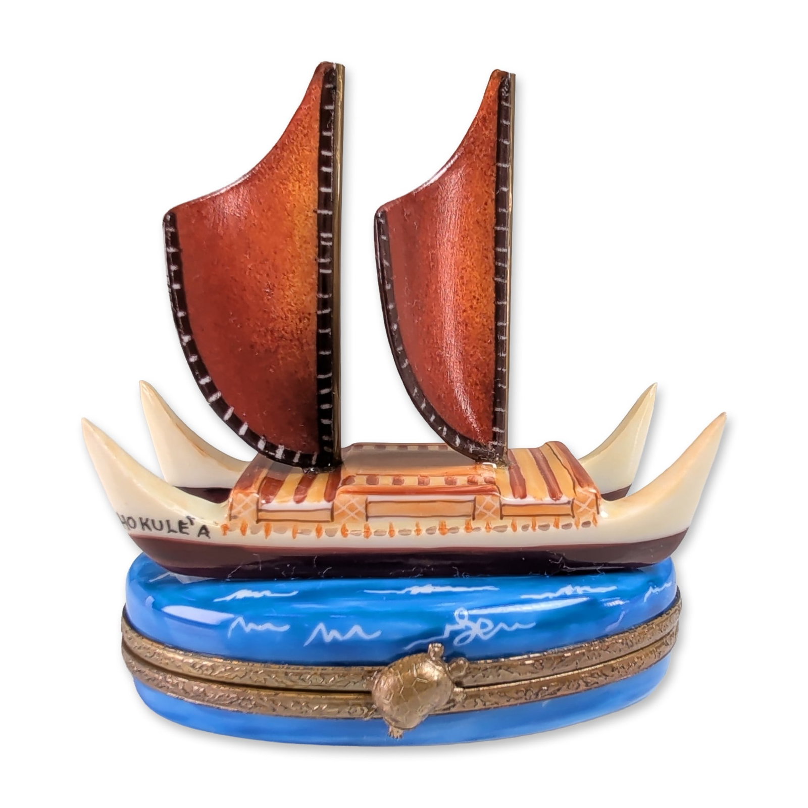 Limoges Peint Main Hokulea Voyaging Canoe Treasure Box (1 of 5)