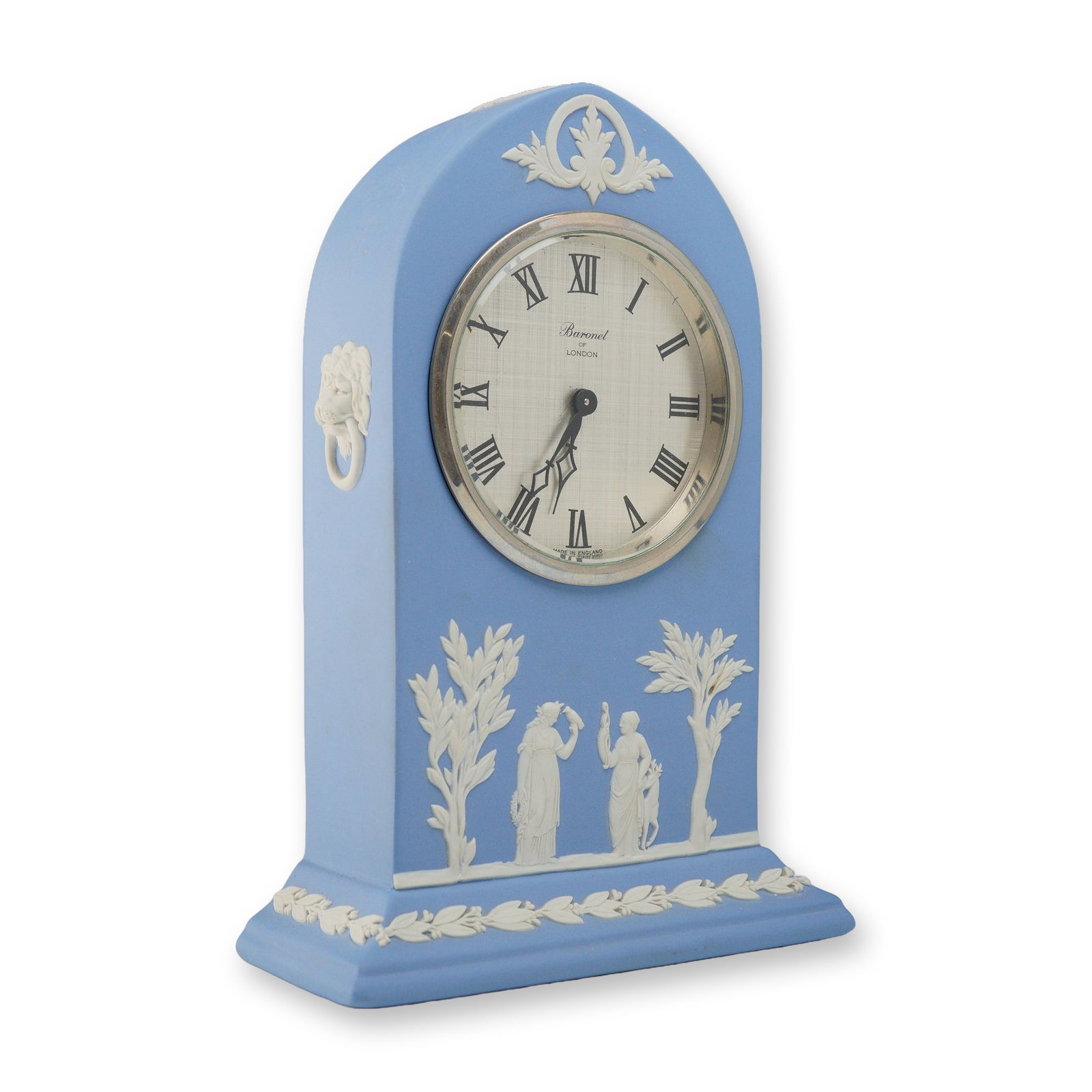 Wedgwood Blue Jasperware Lancet Mantel Clock with Baronet of London Movement (1 of 6)