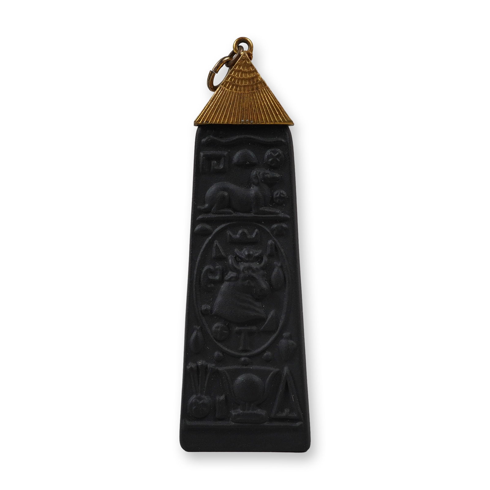Wedgwood Black Basalt Egyptian Revival Obelisk Pendant (1 of 3)
