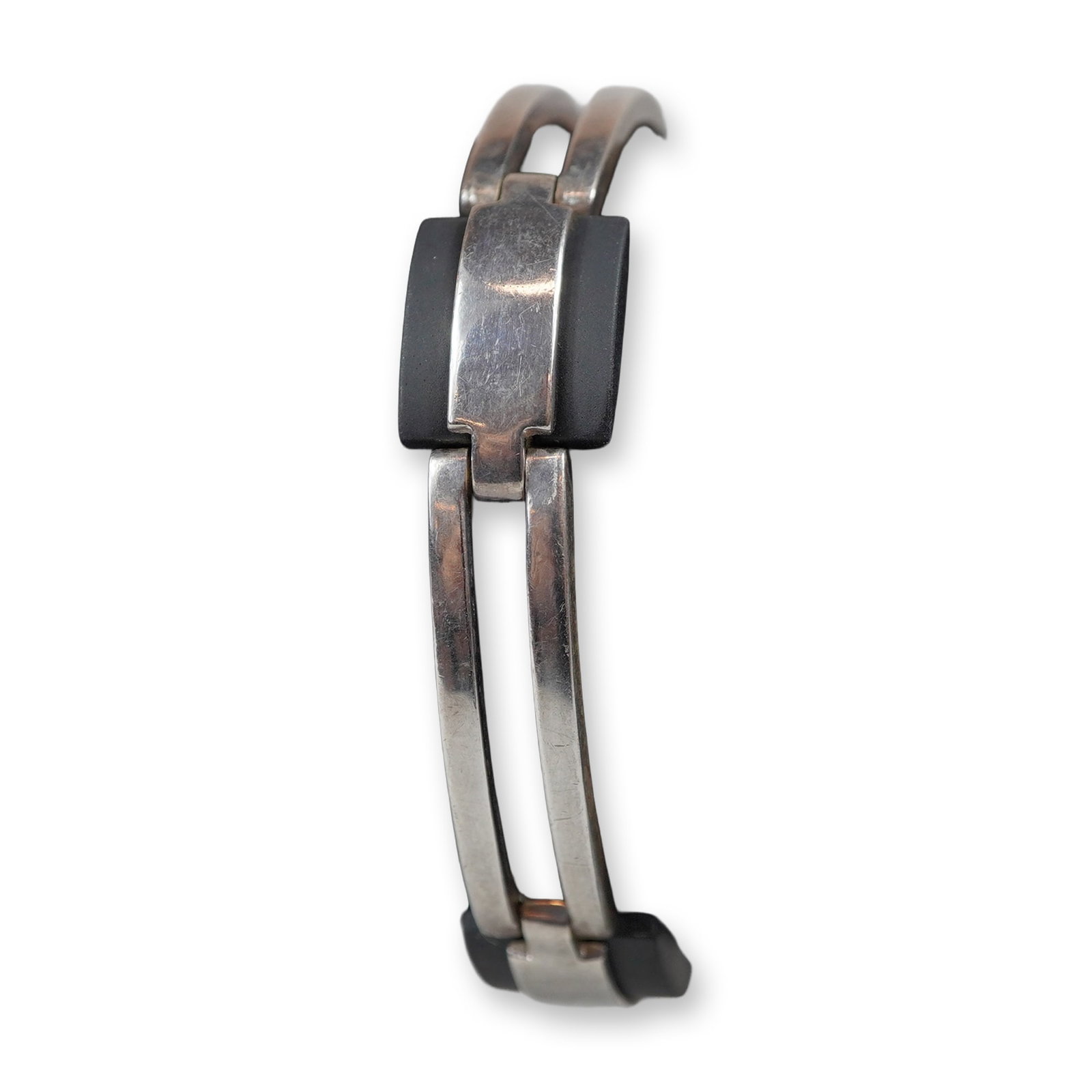 Sterling Silver and Black Basalt Hinged Link Bracelet by JW (1 of 3)