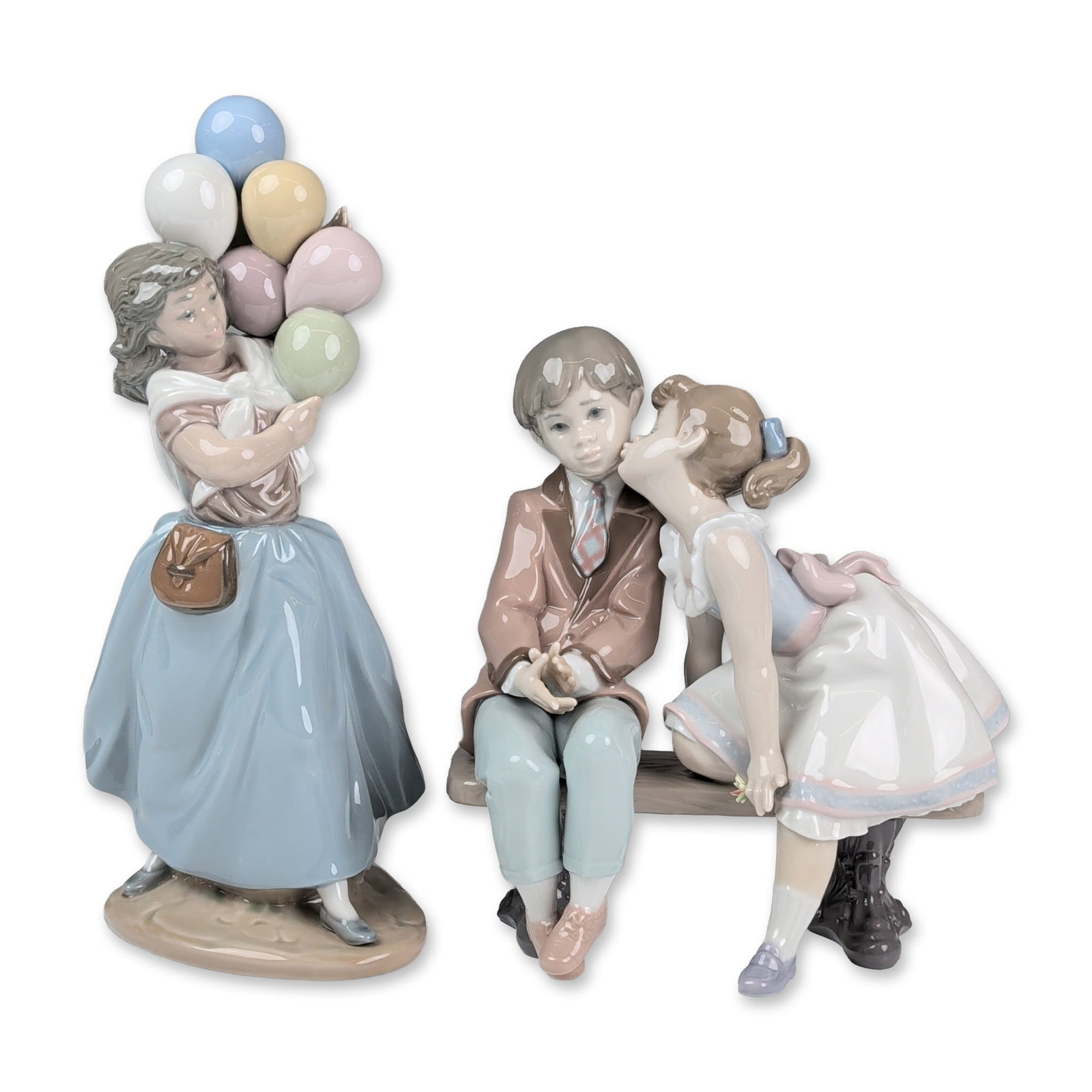 2pc Lladro Glazed Porcelain Figurines, Ten and Growing 01007635 & Balloons for Sale 01005141 (1 of 4)