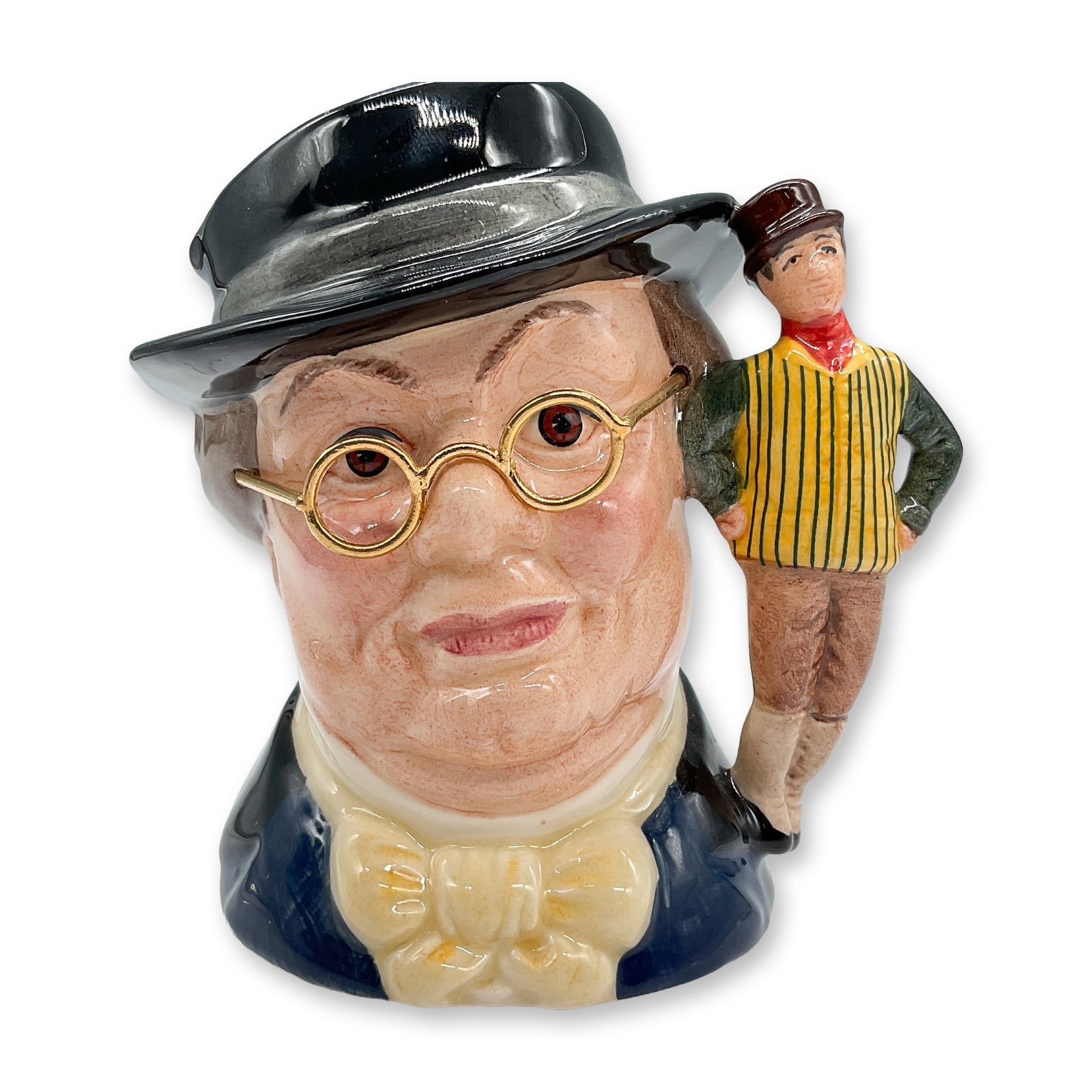 Royal Doulton Character Jug, Mr Pickwick, D7025: This Royal Doulton character jug, titled "Mr Pickwick" (D7025), was designed by William K. Harper exclusively for the Royal Doulton International Collectors Club. It features a charming portrait of th