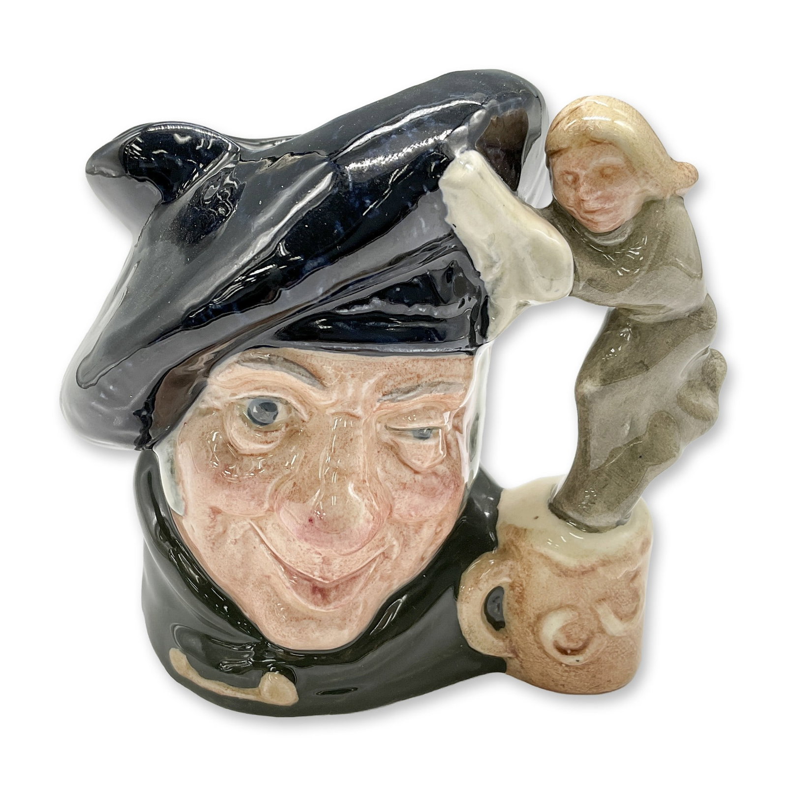 Tam O Shanter D6636 - Small - Royal Doulton Character Jug: Dark blue tam; green cloak. Royal Doulton backstamp. Artist: Max Henk Dimensions: 3.25"H Date or Era: 1973 - 1980 Manufacturer or Brand: Royal Doulton Country of Origin: England