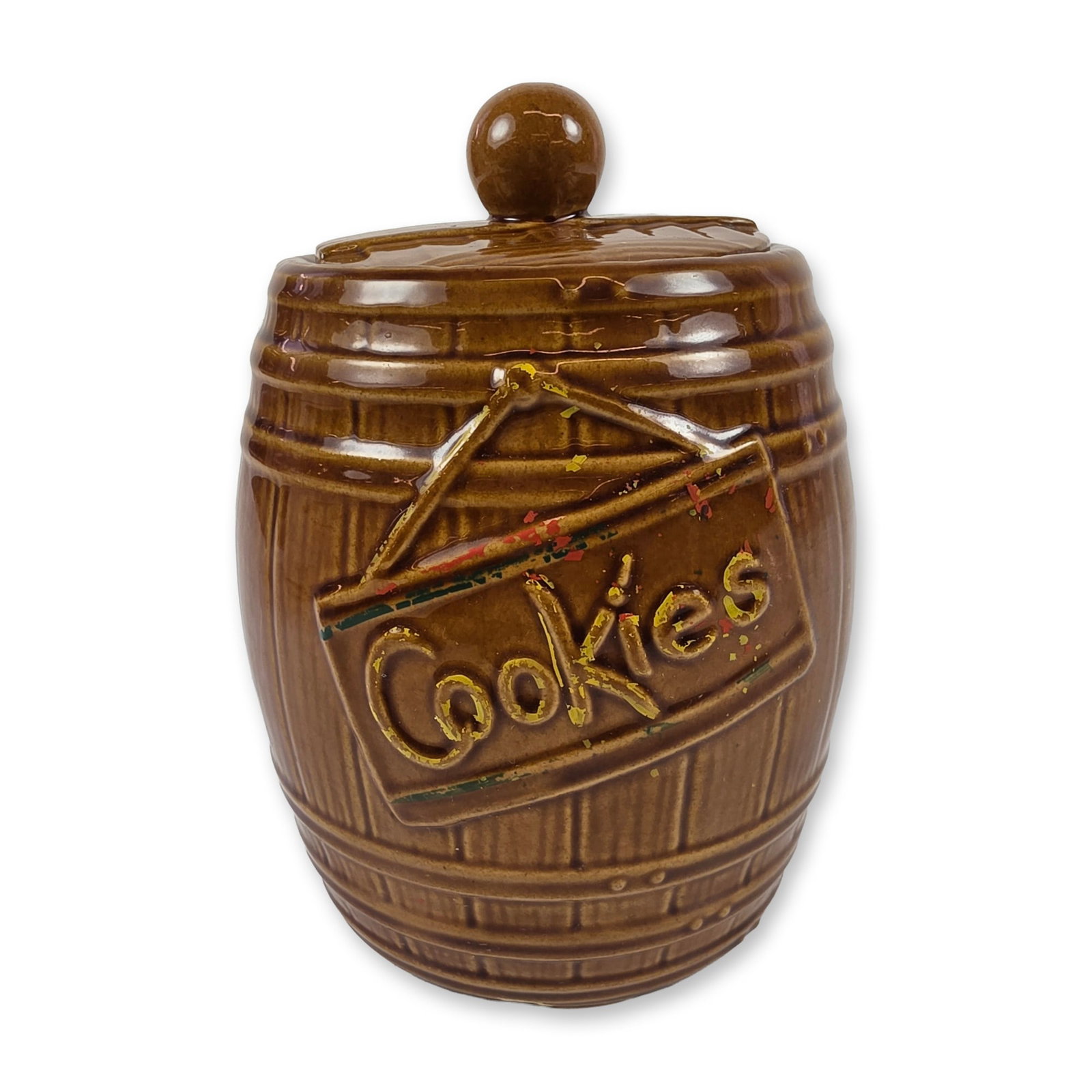 McCoy Pottery Ceramic Whiskey Barrel Cookie Jar (1 of 4)