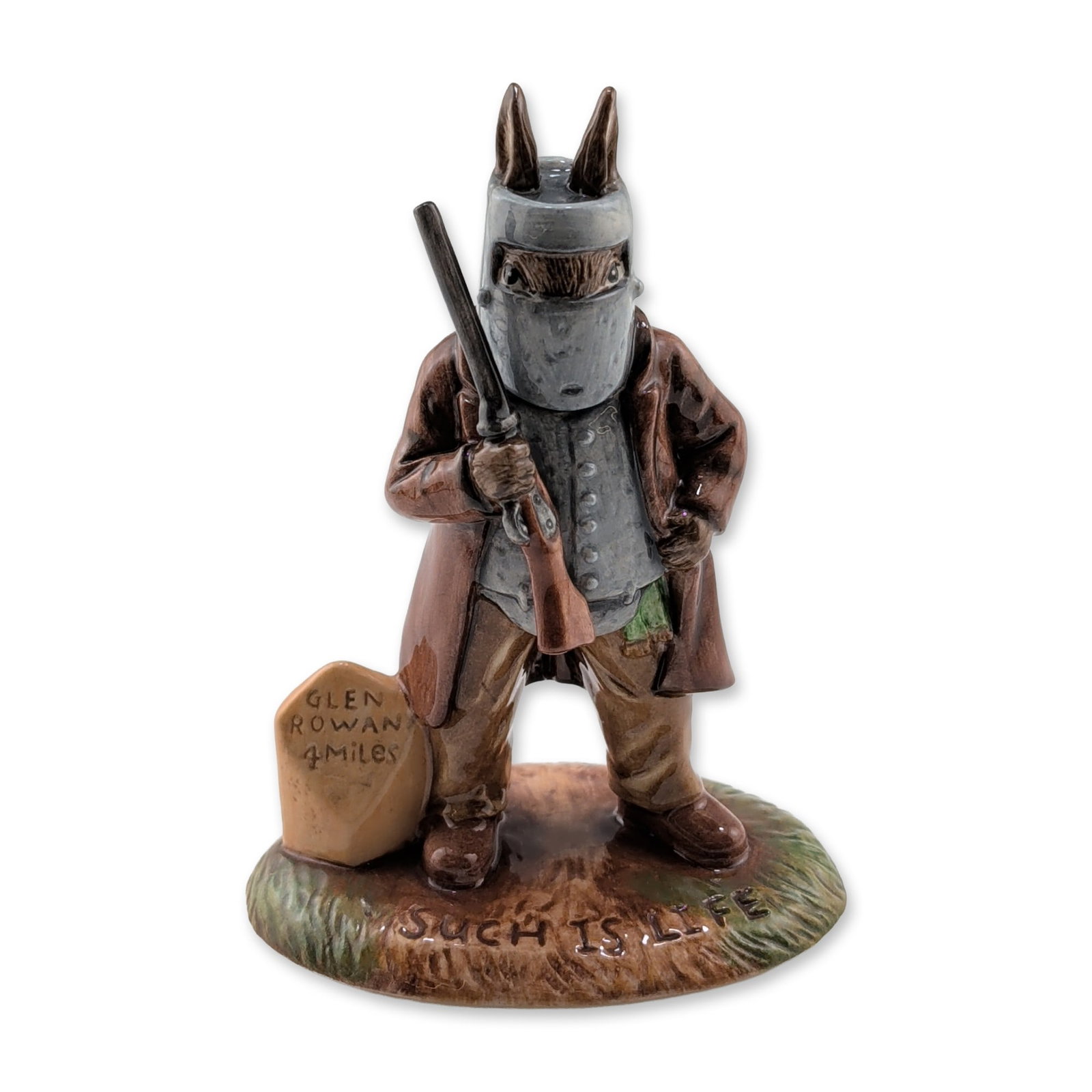 Royal Doulton LE Bunnykins Figurine, Ned Kelly DB406: Royal Doulton limited edition hand decorated glazed porcelain figurine from the Bunnykins series, model DB 406, titled Ned Kelly. The figure depicts a rabbit in the guise of the Australian bushranger,