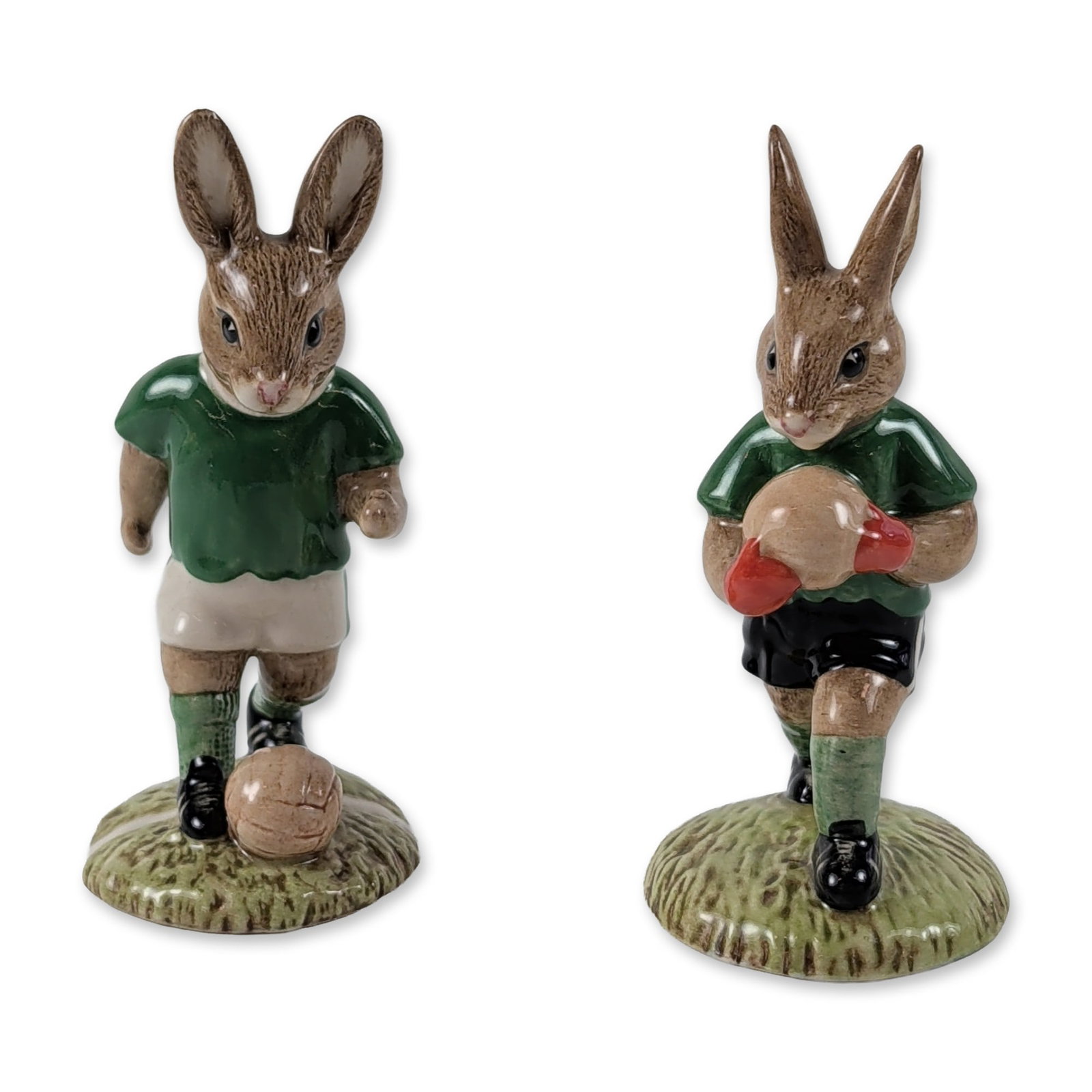 2pc Royal Doulton Bunnykins Footballer and Goalkeeper Figurines (1 of 4)