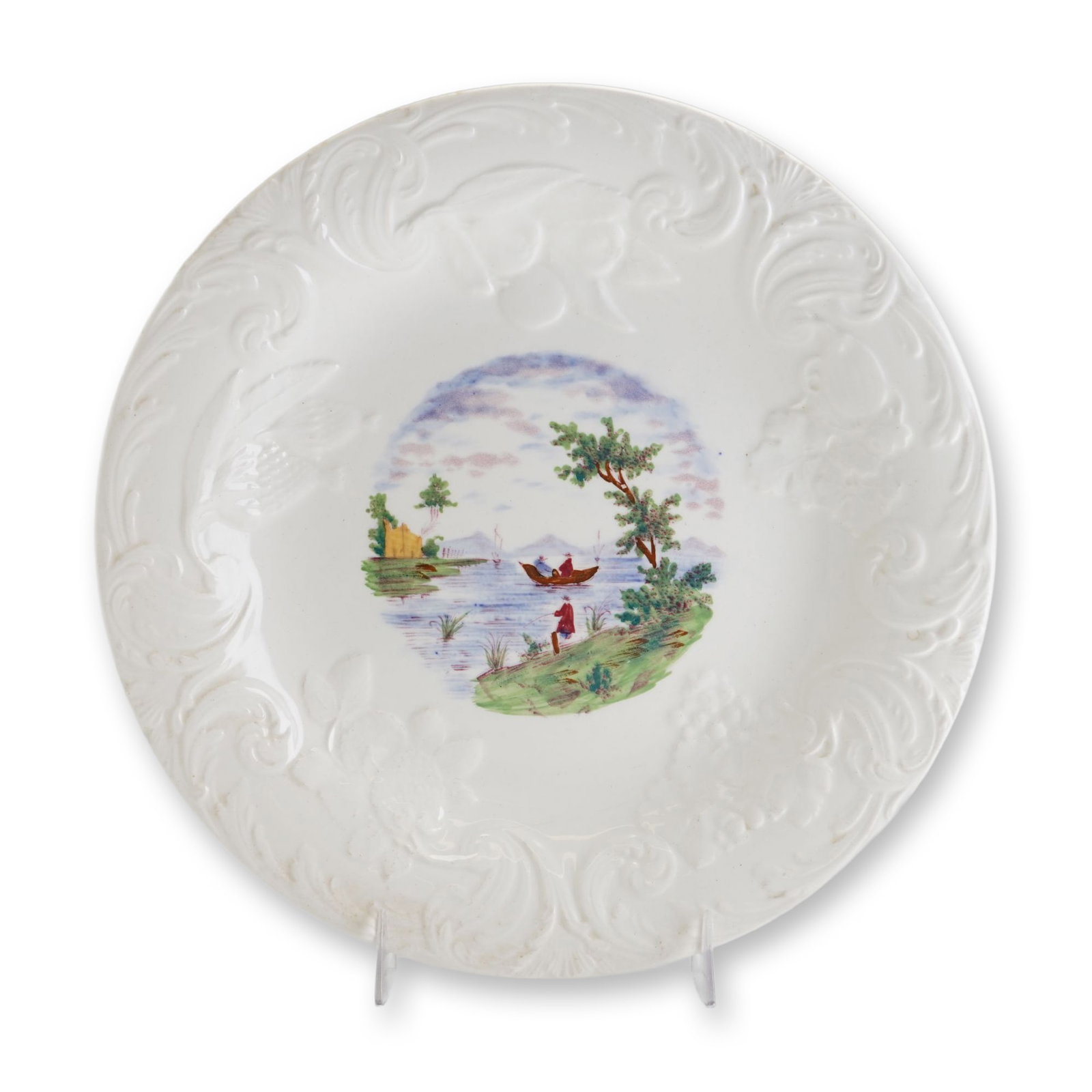 Wedgwood Patrician Pattern Creamware Plate with River Scene (1 of 3)