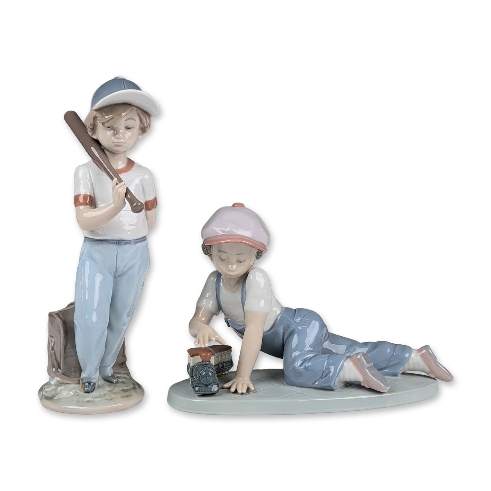 2pc Lladro Collectors Society Porcelain Figurines, All Aboard 01007619 & Can I Play? 01007610 (1 of 3)