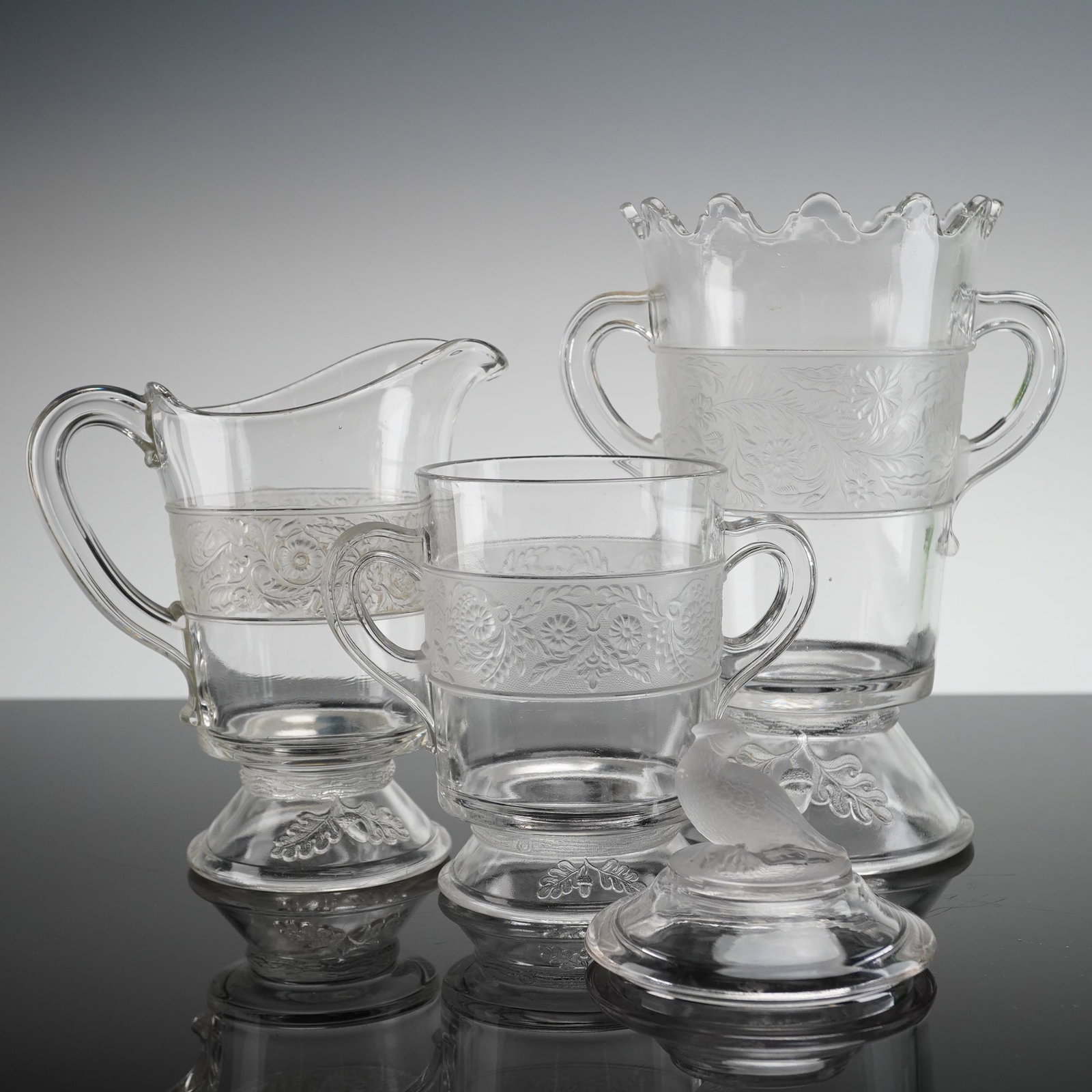 5 EAPG Flower Band Pattern Tableware Pieces - 3