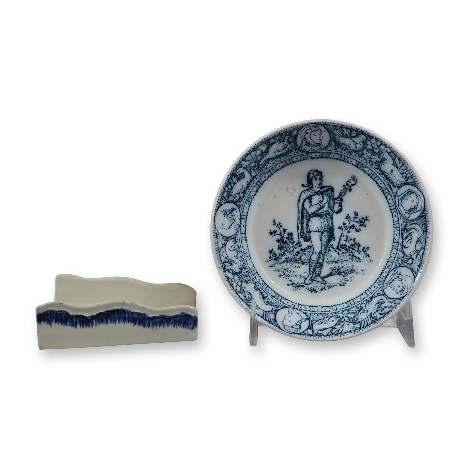 2pc Wedgwood Ceramic Items Including an Ivanhoe Dish and a Shell Edge Asparagus Holder (1 of 4)