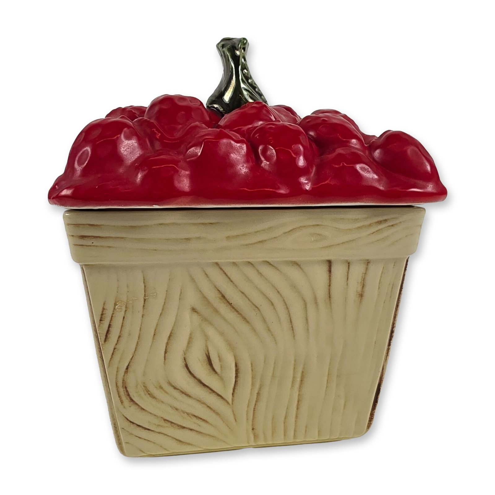 Vintage Ceramic Raspberry Crate Cookie Jar