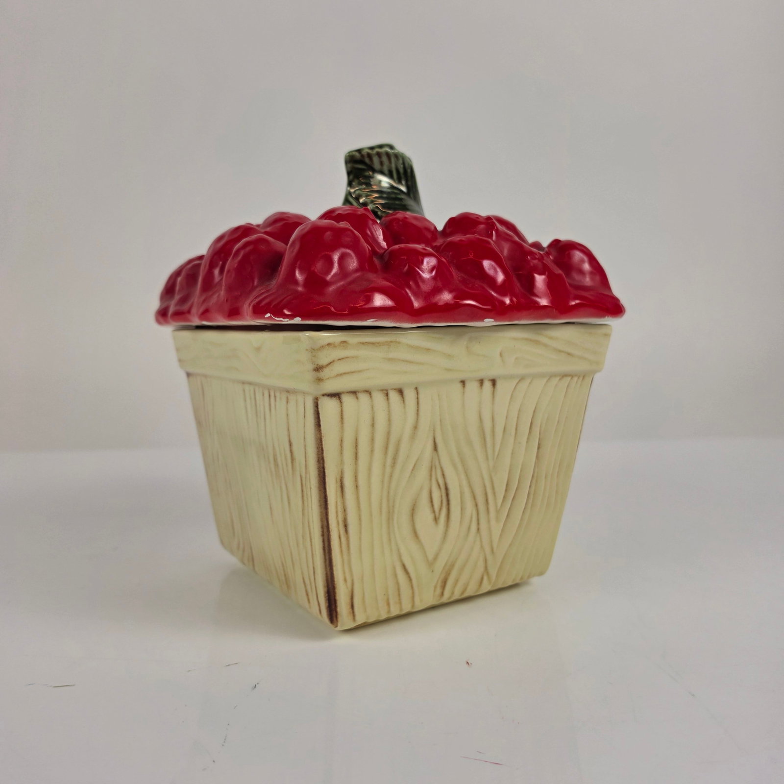 Vintage Ceramic Raspberry Crate Cookie Jar - 2