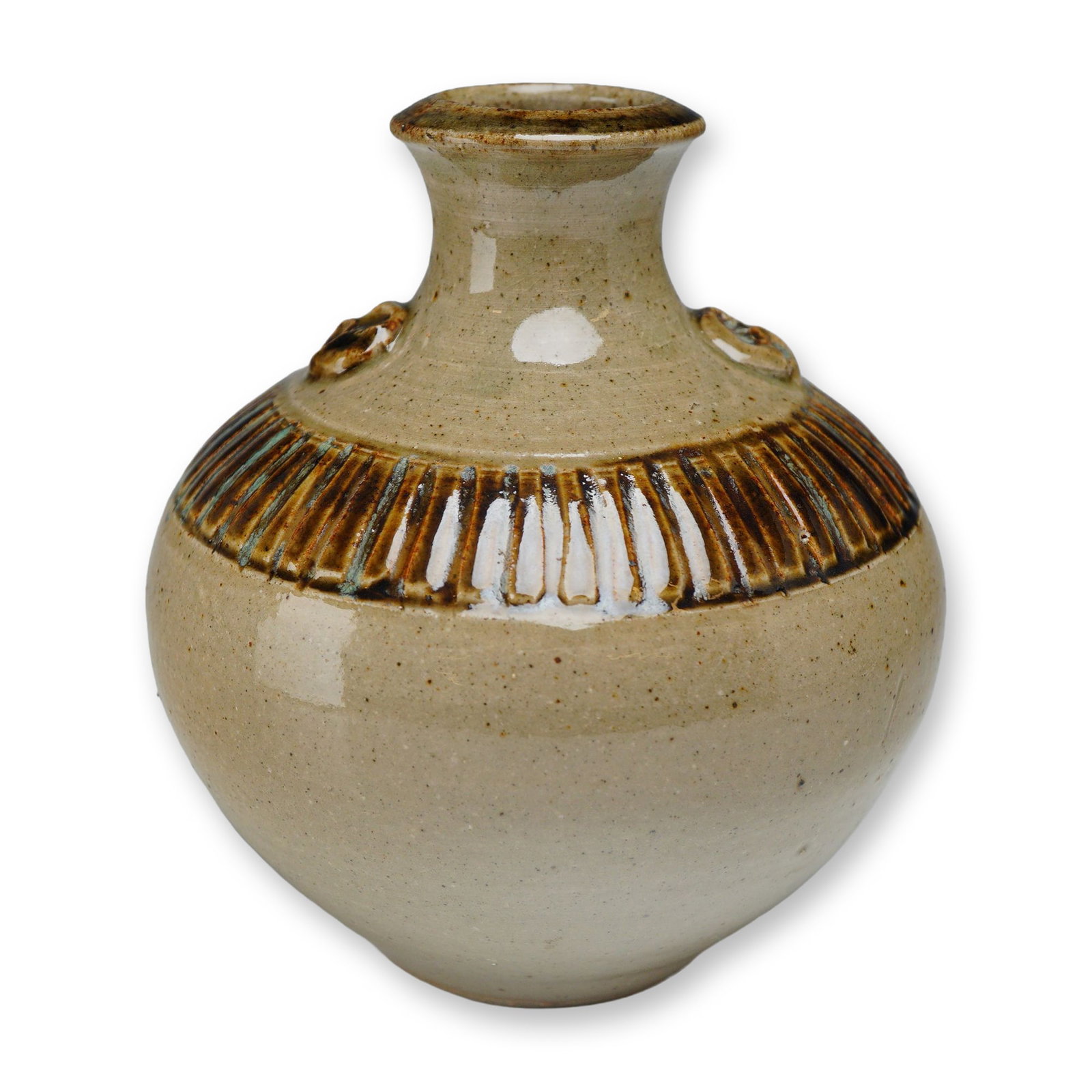 Vernon Owens for Jugtown Ware Signed Salt-Glazed Stoneware Vase (1 of 3)