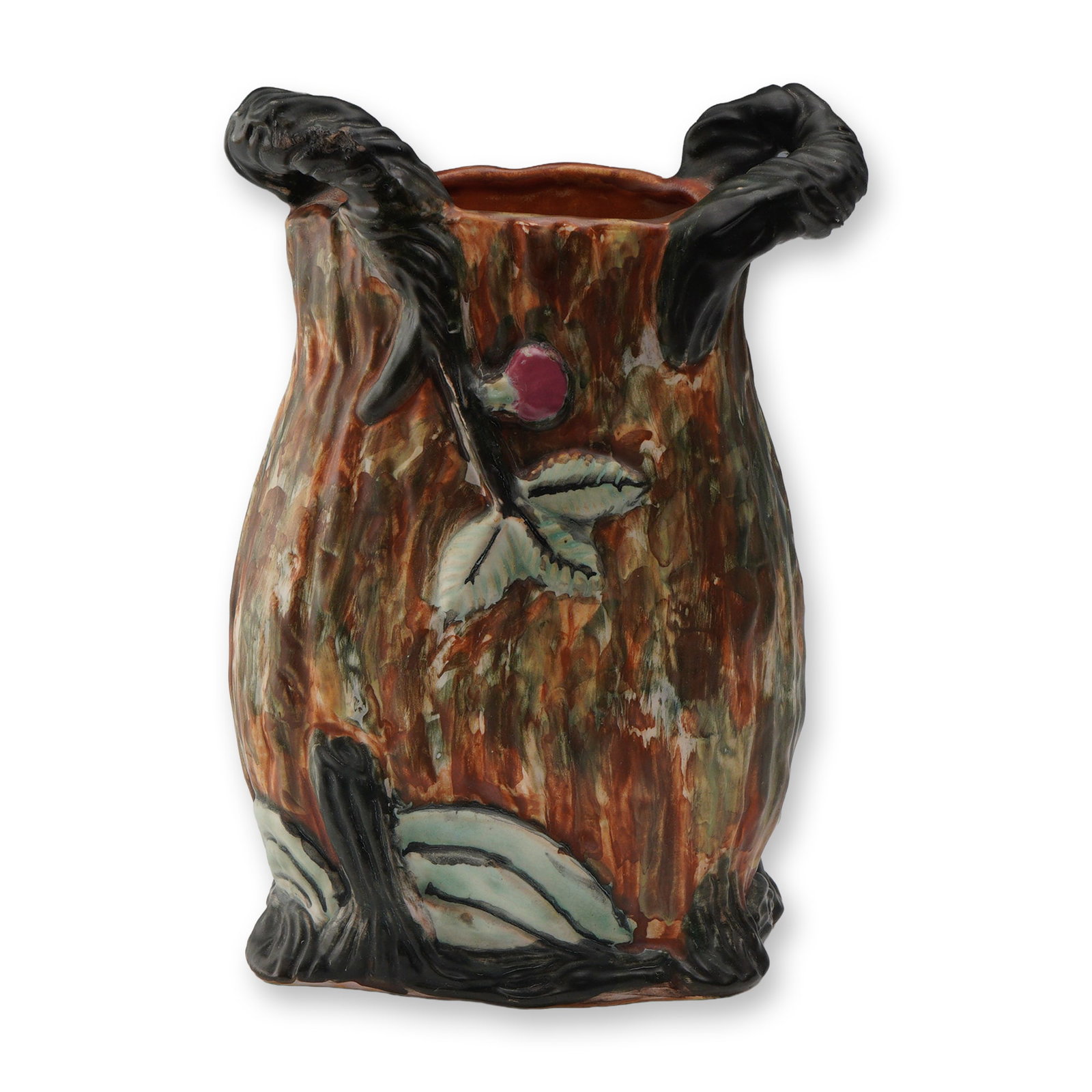 Weller Pottery Warwick Two Handled Tree Trunk Vase (1 of 4)