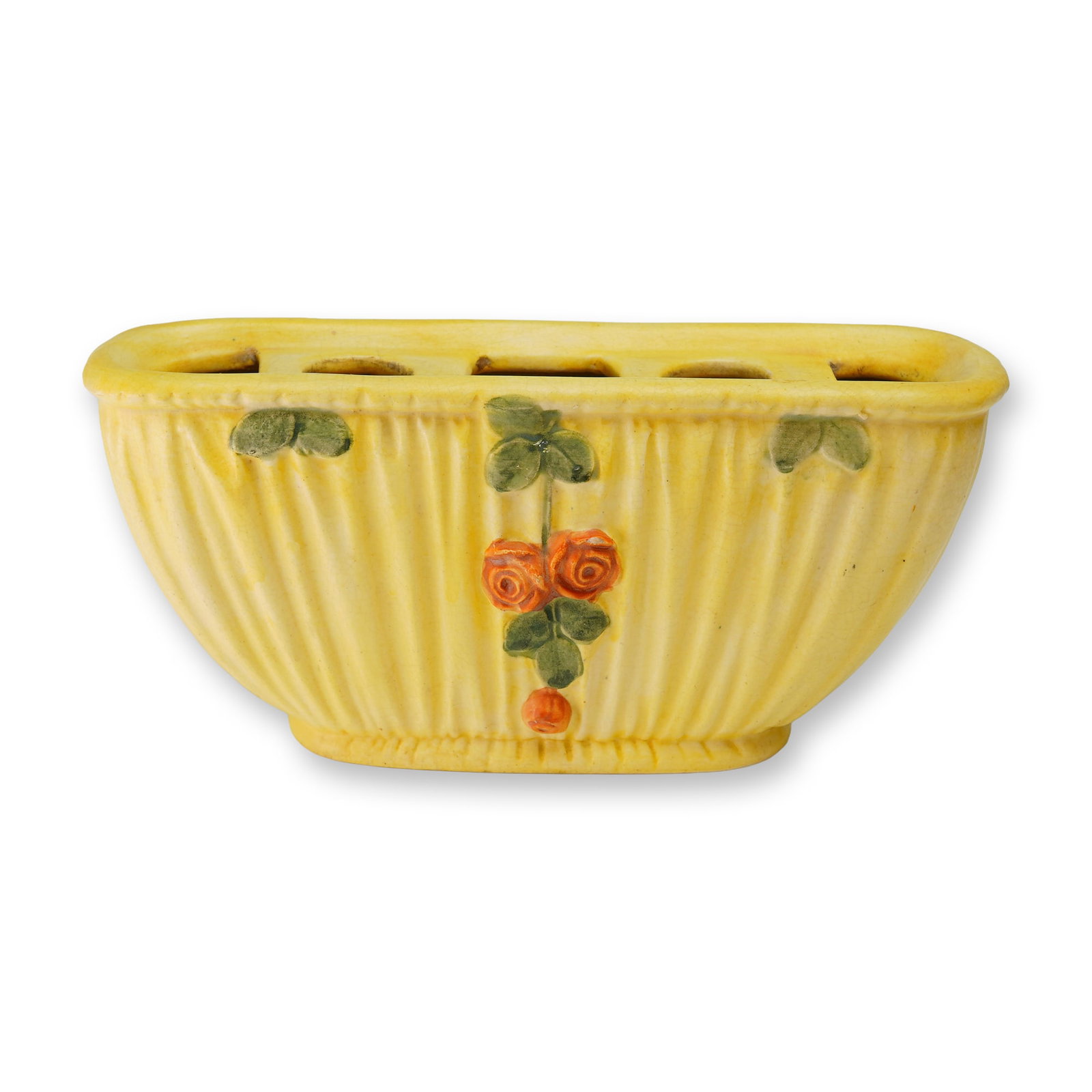 Weller Pottery Yellow Rose Oval Window Planter, Drapery in Rare Yellow (1 of 4)