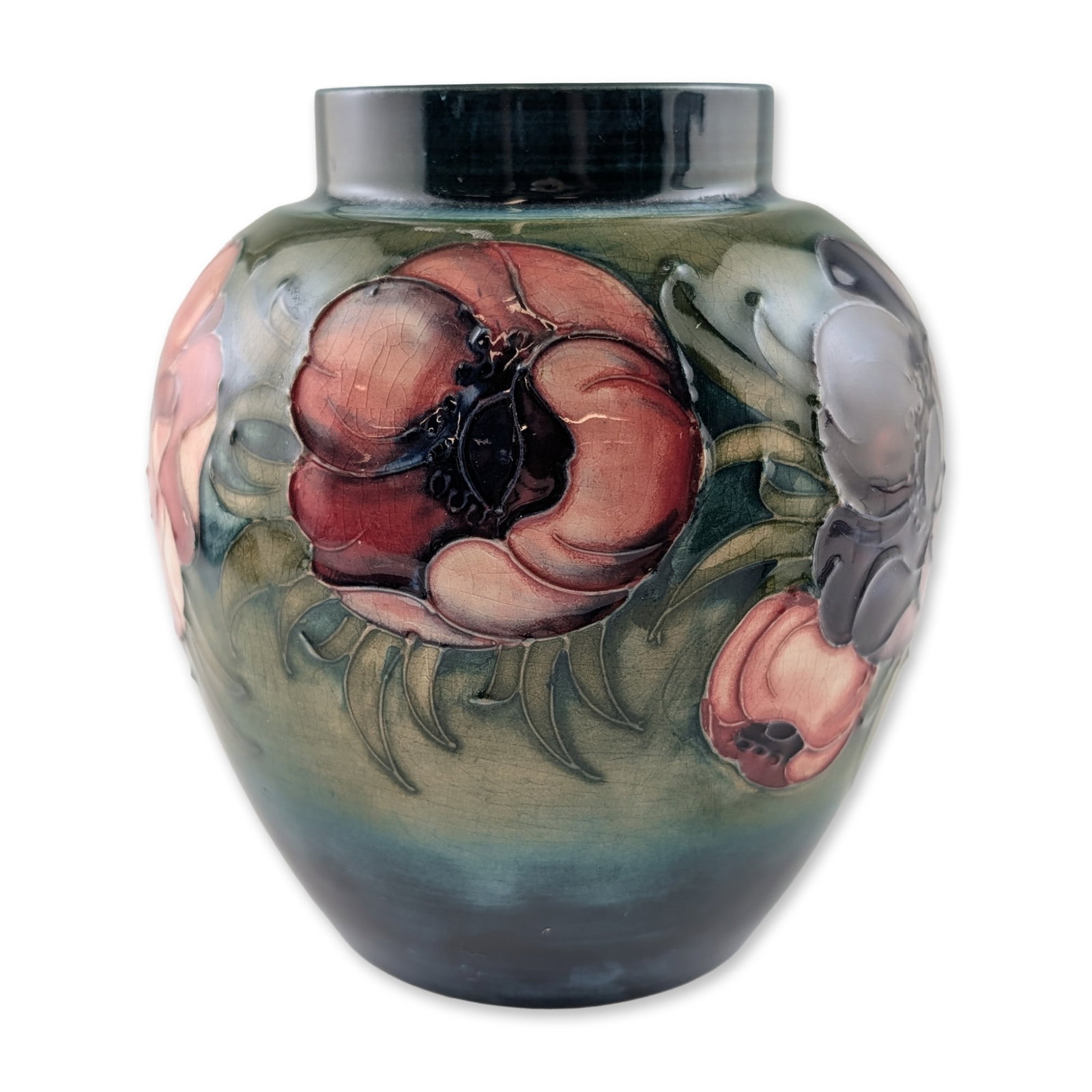 Moorcroft Anemone Pattern Tubelined Earthenware Vase (1 of 3)