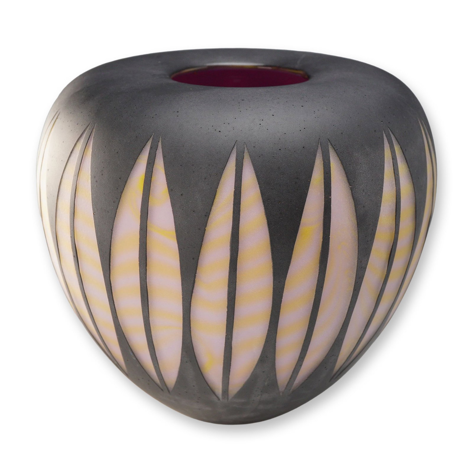 Jordan Ford Studio Art Glass Carved Pod Vase (1 of 3)