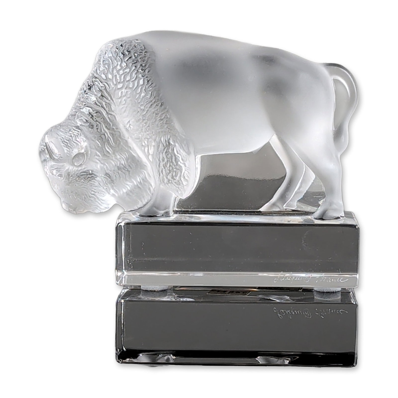Lalique France Frosted Crystal Buffalo Figurine (1 of 5)