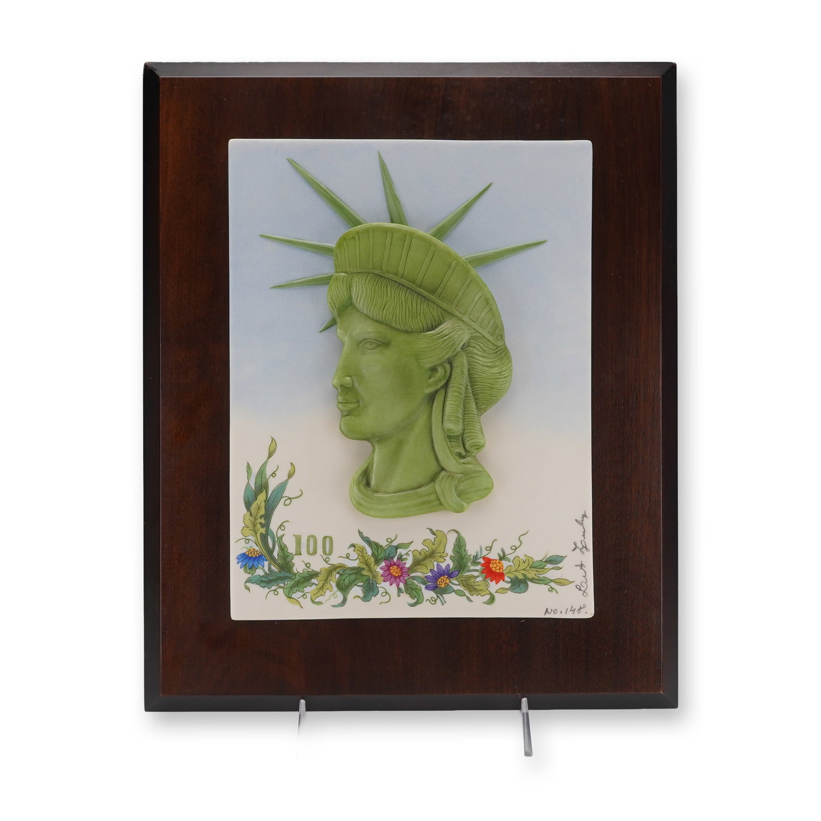 Laszlo Ispanky Porcelain Framed Plaque, Statue of Liberty Head (1 of 6)
