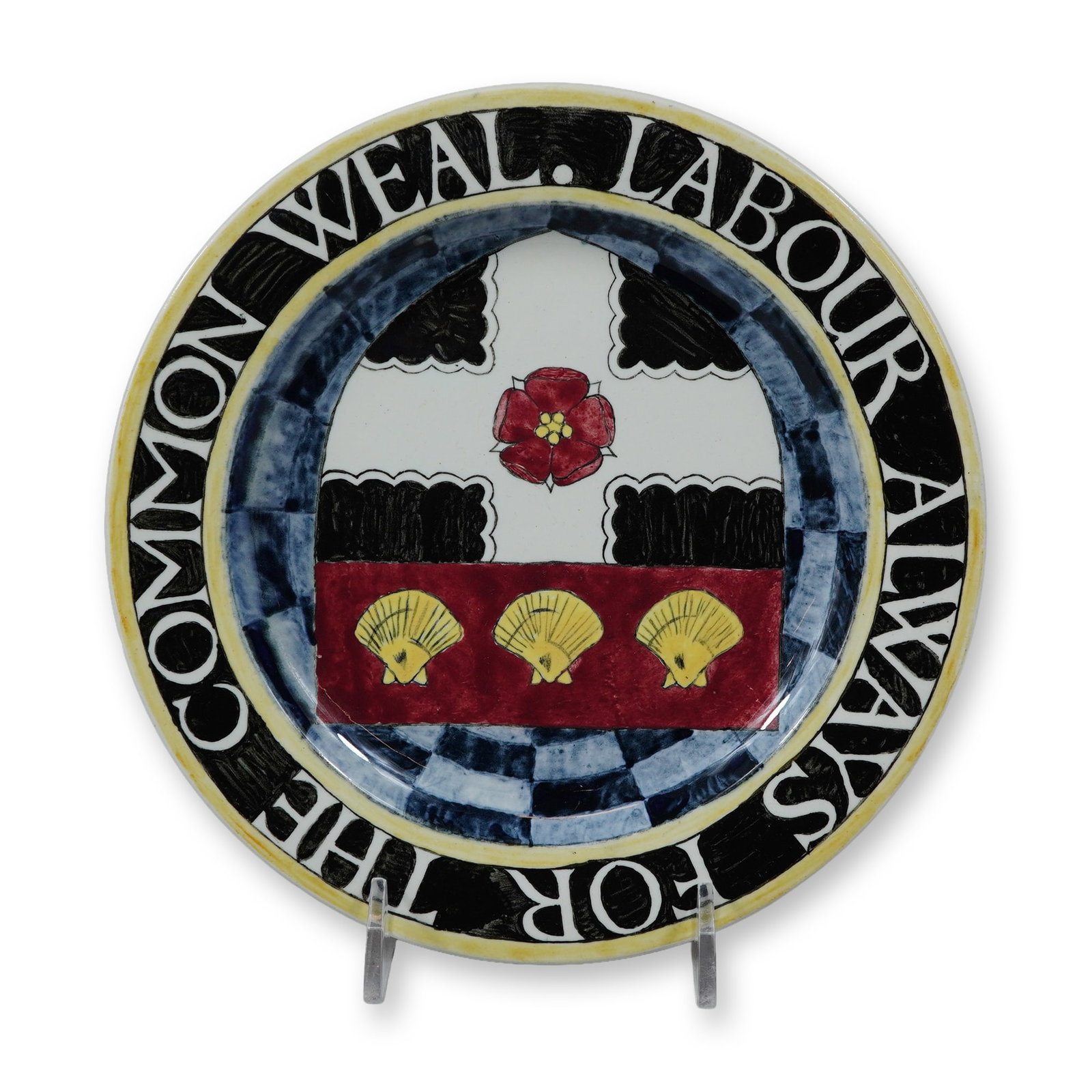 Wedgwood Creamware Hand-Decorated Motto Plate by G. M. Crofts, 1920 (1 of 3)