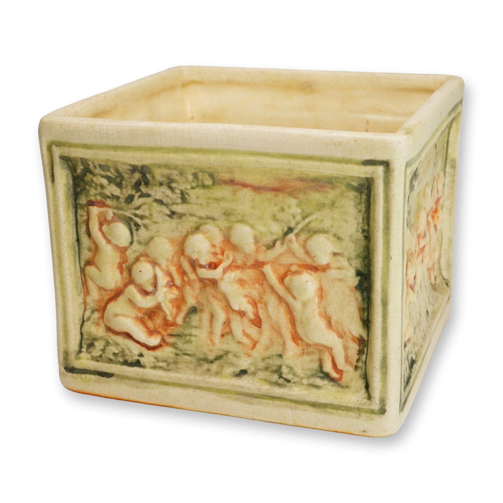 Weller Pottery Square Planter, Flemish (1 of 3)