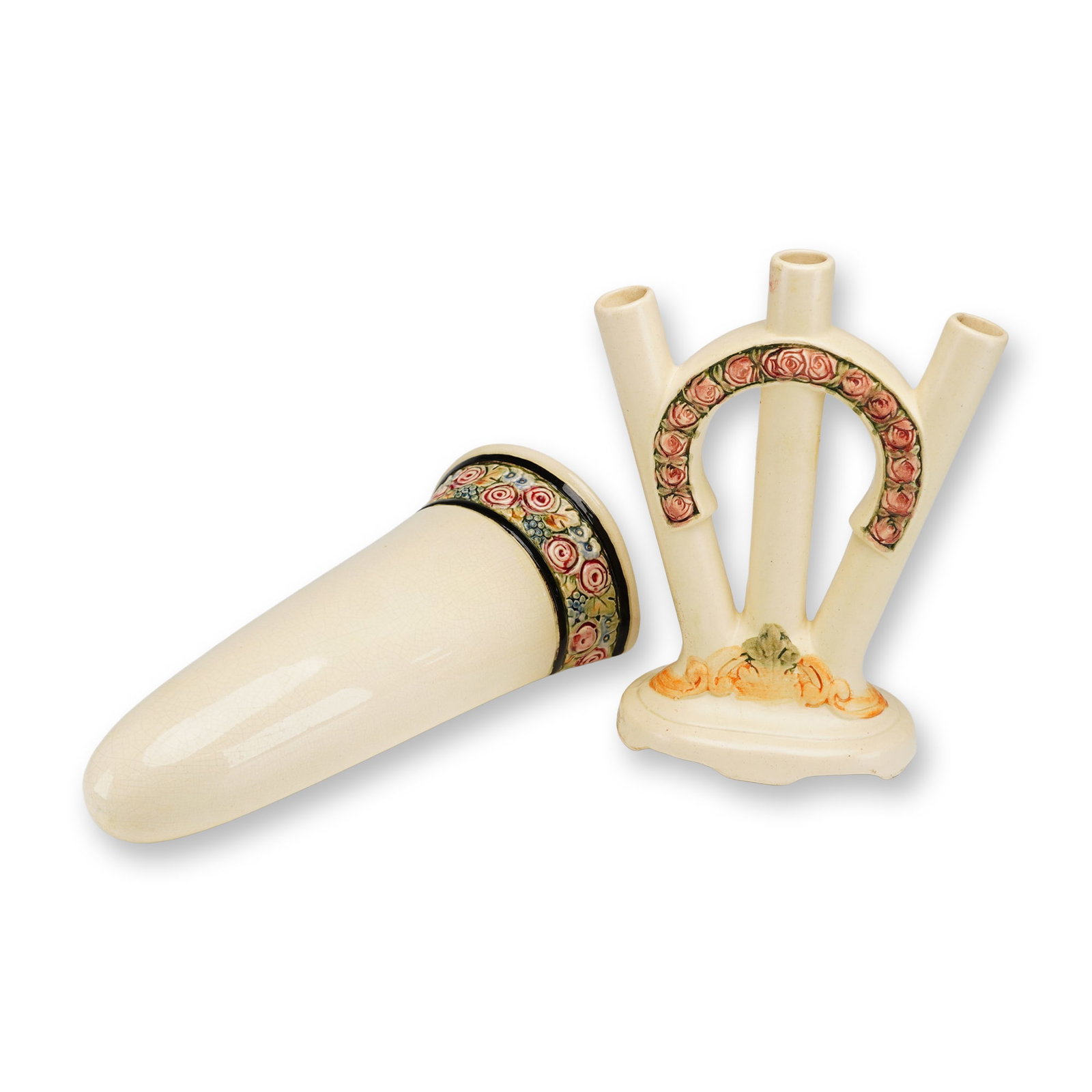 2pc Weller Tivoli Wall Pocket and Roma Triple Bud Vase (1 of 3)