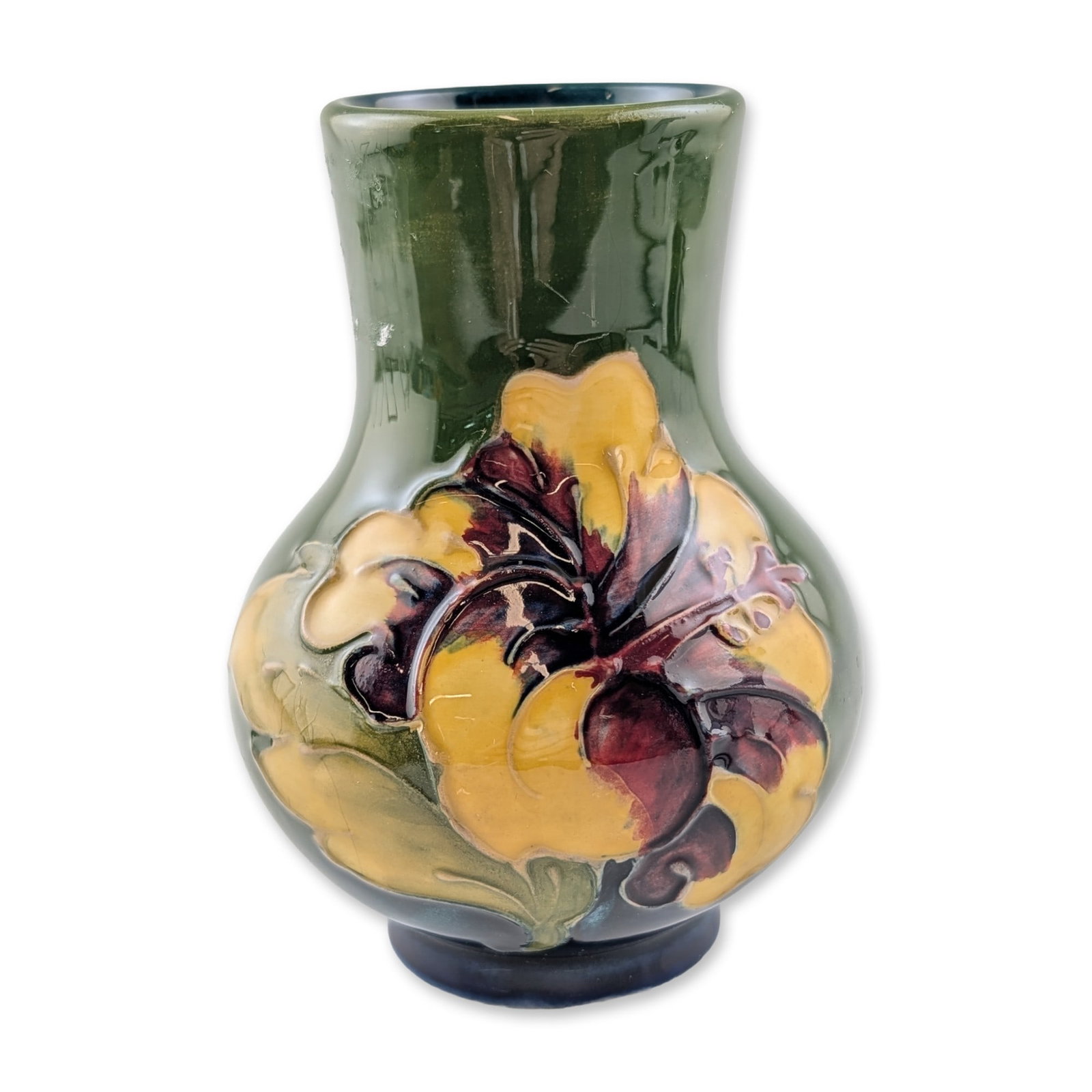 Moorcroft Hibiscus Pattern Glazed Earthenware Vase (1 of 3)