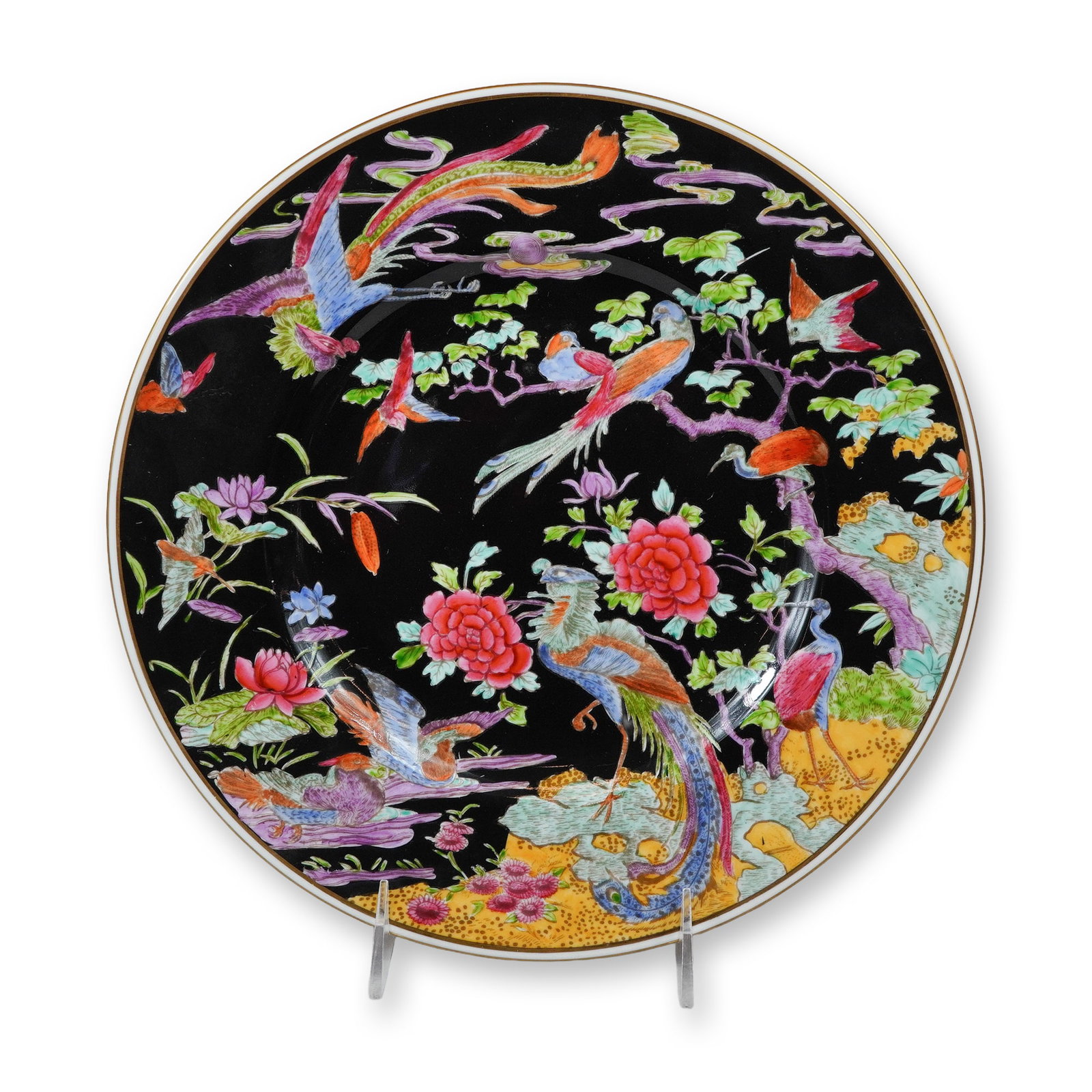 Rare Wedgwood Fine Bone China Argus Pheasant W1735 Plate by Daisy Makeig-Jones: This visually beautiful Art Deco composition was created circa 1920 by the legendary artist Daisy Makeig-Jones, globally celebrated as the artistic mastermind behind Wedgwood's famed Fairyland Lustre 