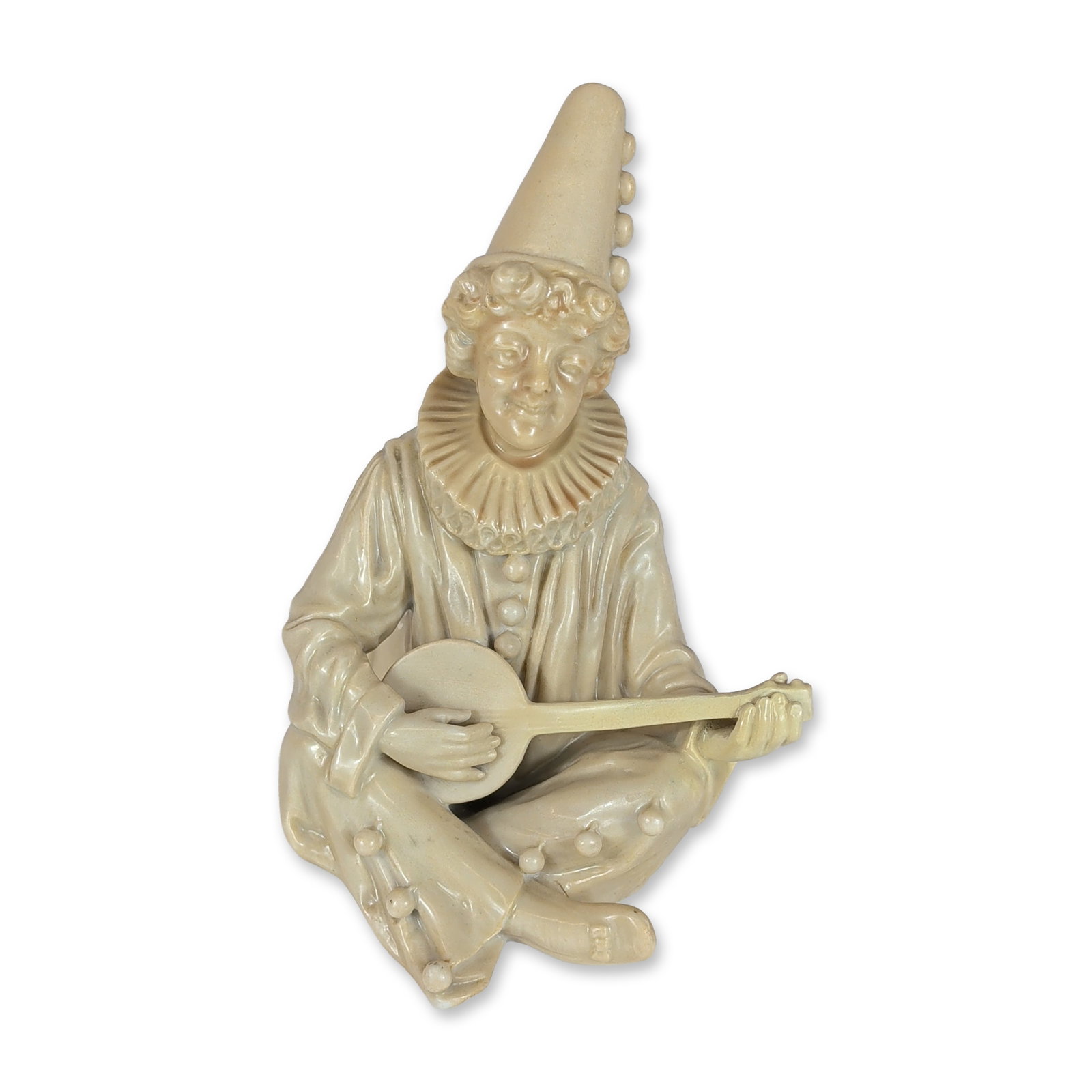 Doulton Burslem Vellum Figurine, Sentimental Pierrot Playing the Mandolin (1 of 3)