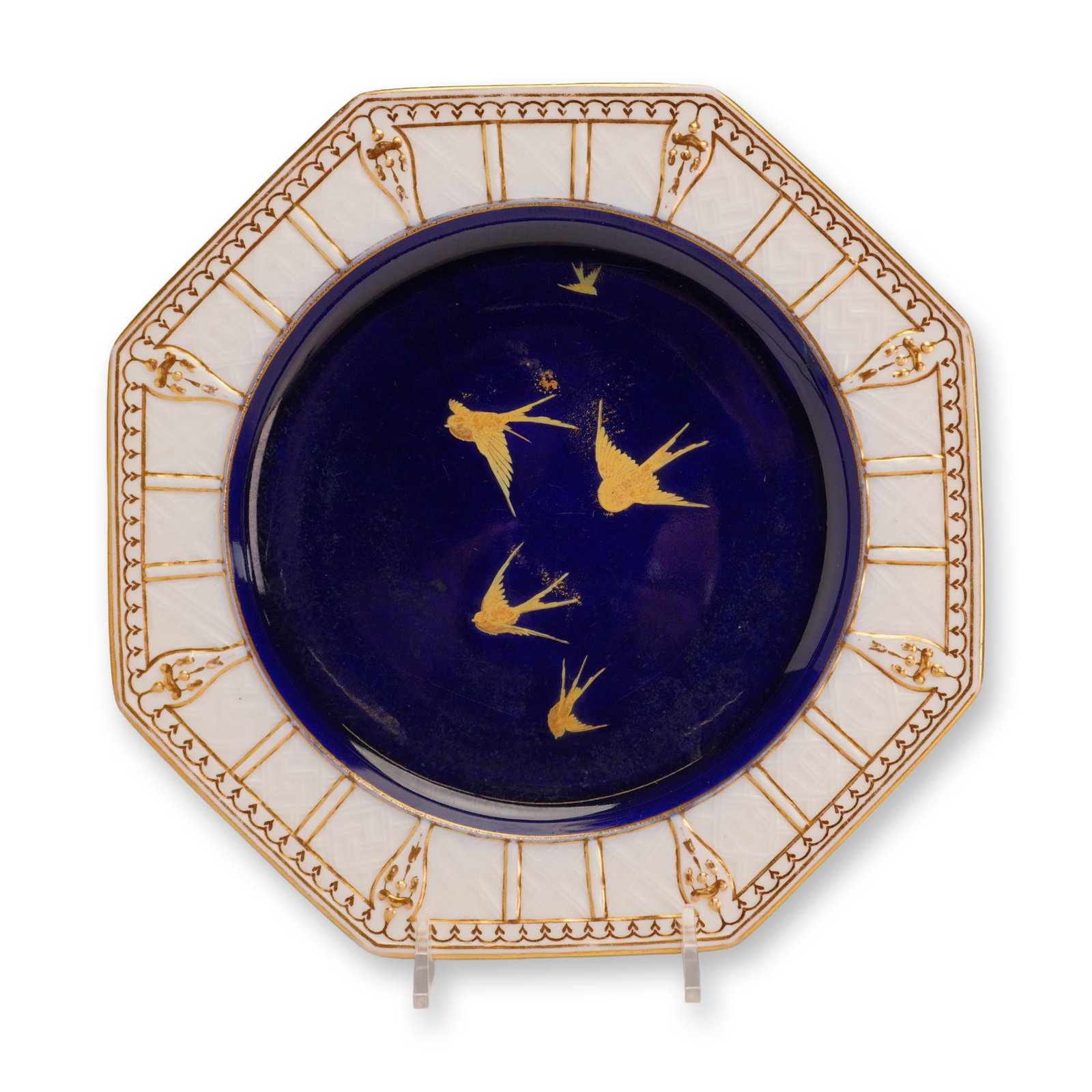 Wedgwood Octagonal Aesthetic Movement Bone China Cabinet Plate Dated 1886 (1 of 3)