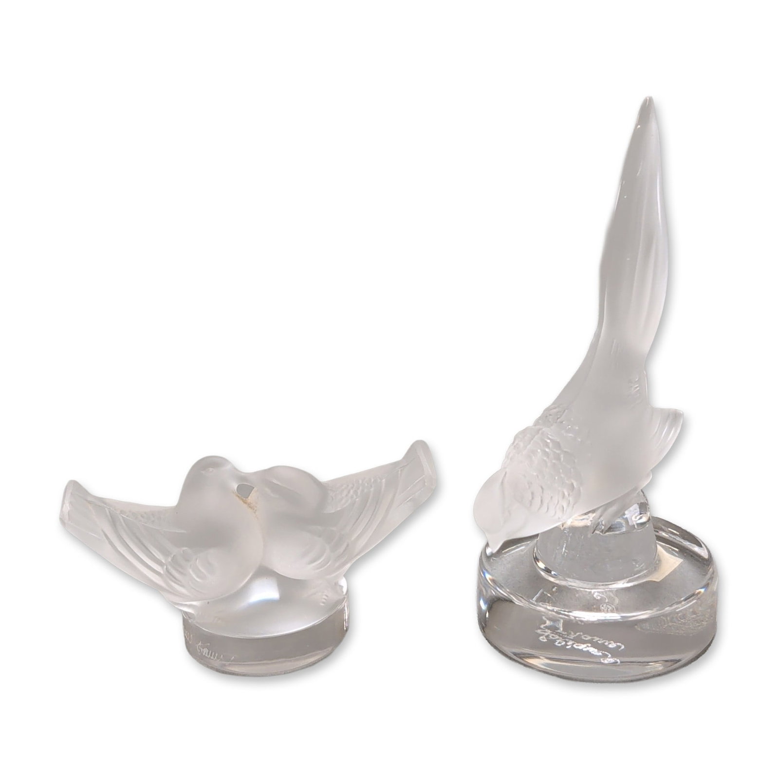 2pc Lalique French Frosted Crystal Bird Figurines (1 of 4)