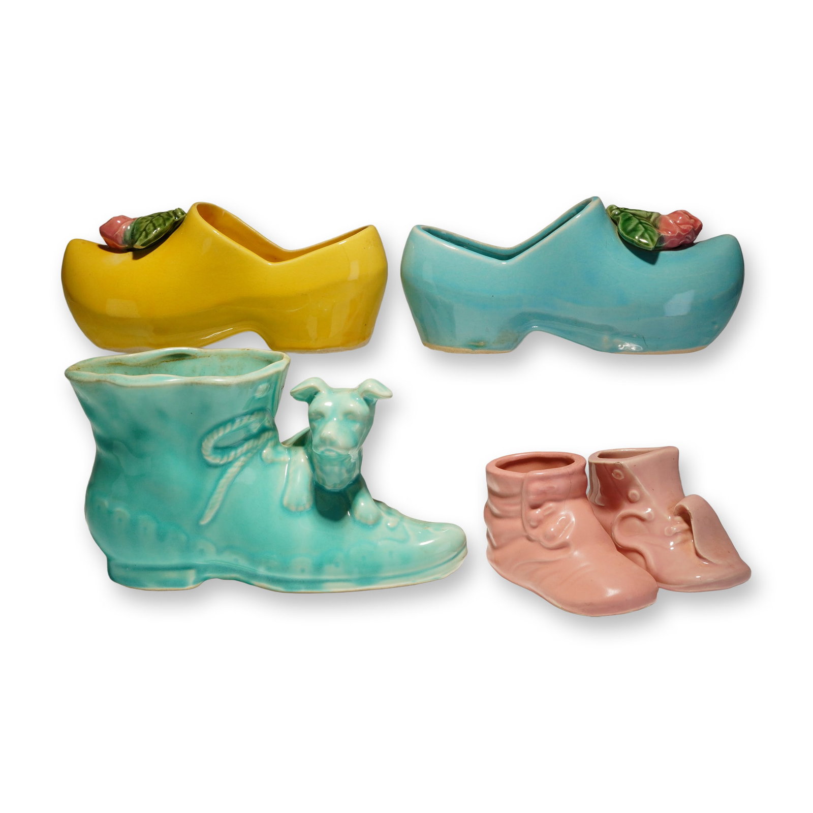 Collection of Five Shoe Shaped Ceramic Planters Shawnee McCoy (1 of 3)
