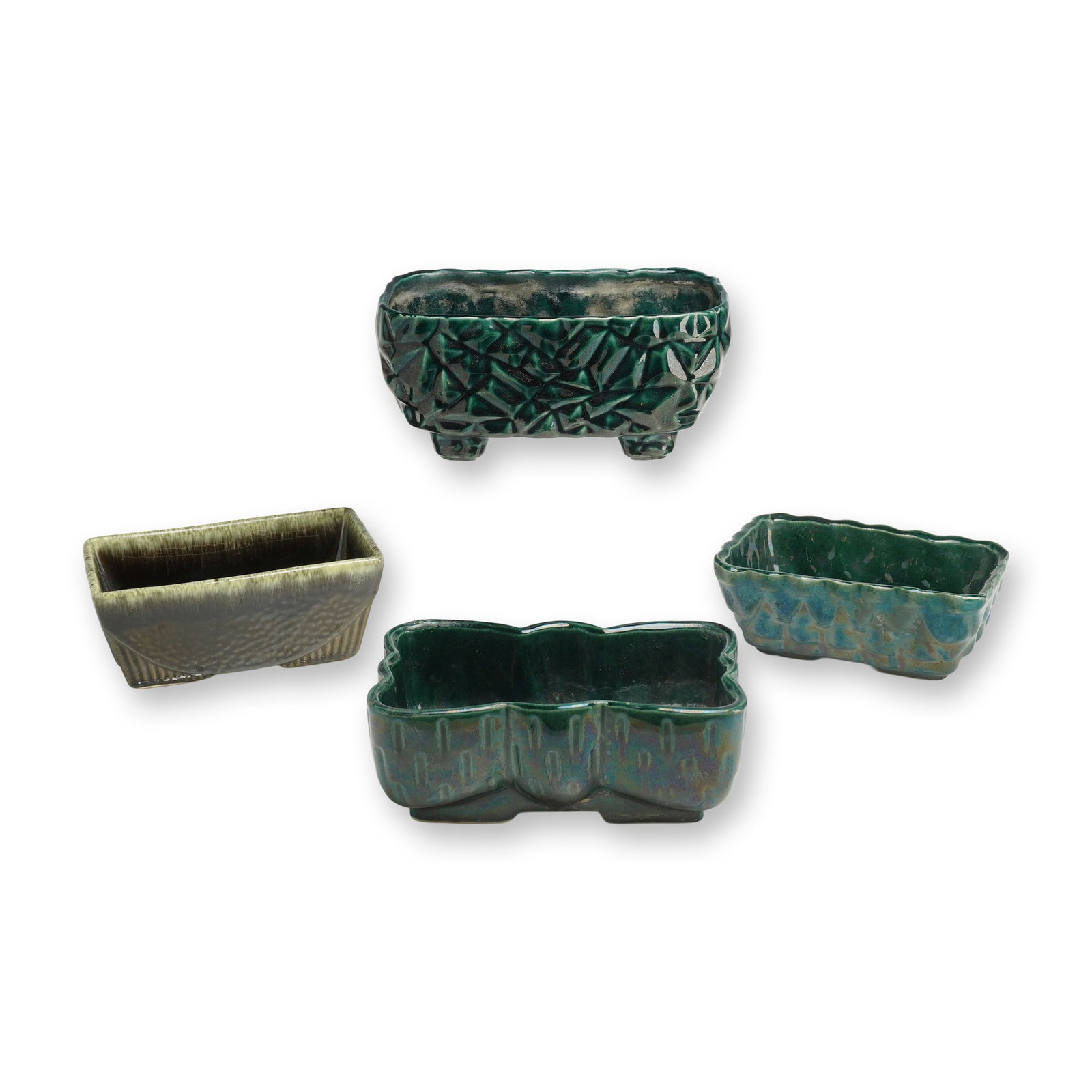 4pc Hull and Upco Green Pottery Bowls (1 of 3)