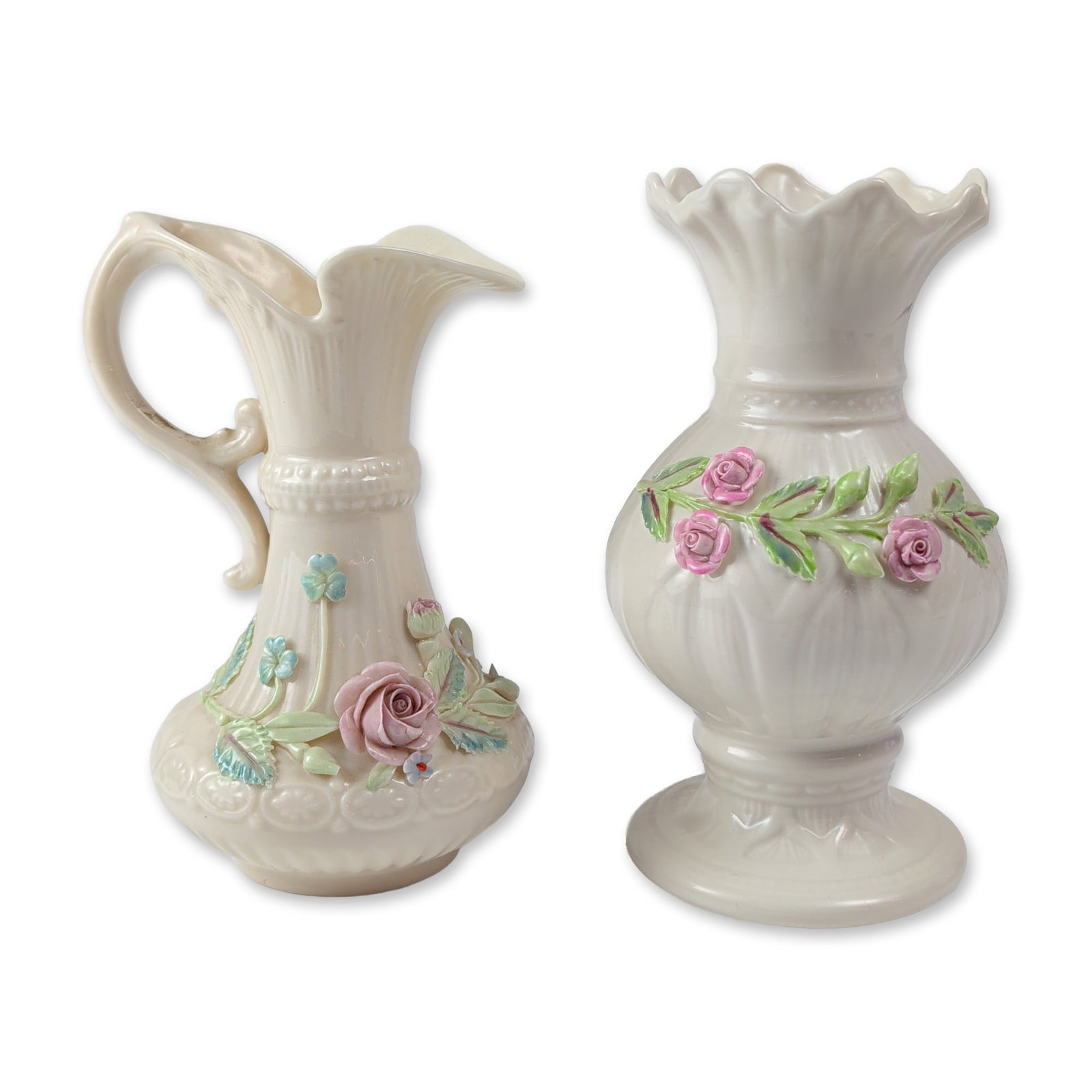 2pc Belleek Porcelain Floral Vessels (1 of 4)