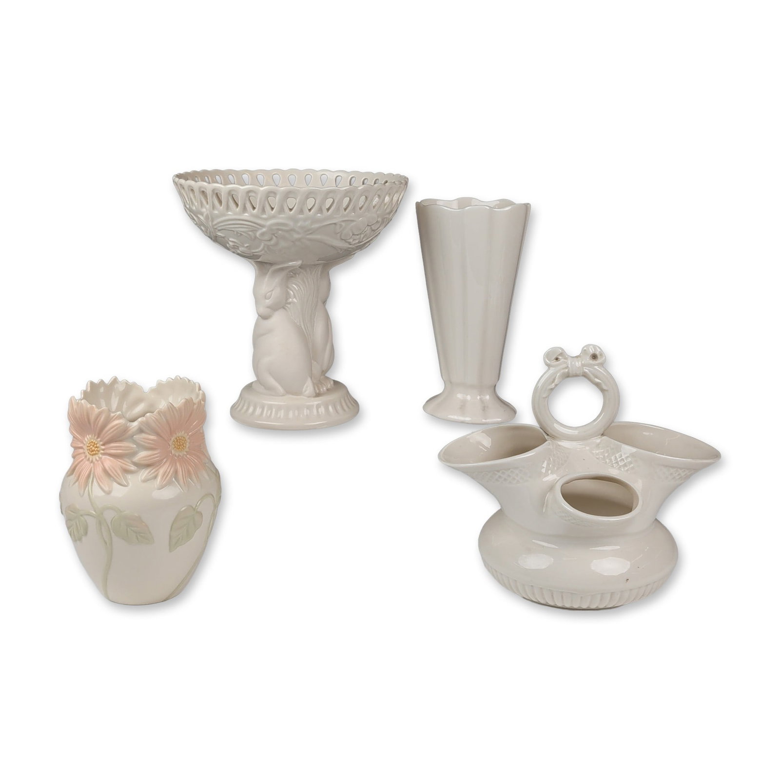 Collection of Four Lenox Porcelain Tableware - Compote Bowl, Vases & Posy Basket (1 of 5)