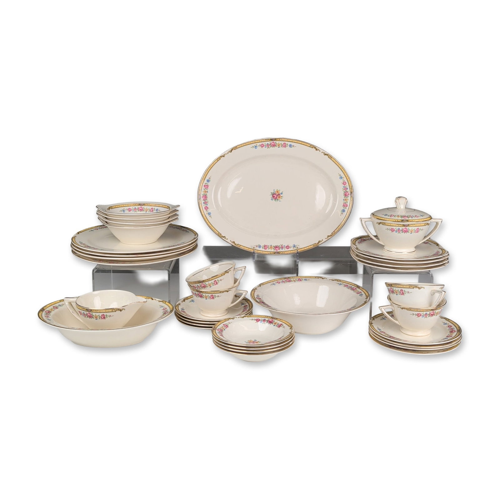 32pc Edwin M. Knowles 1941 China Floral Dinnerware, Service for 4 (1 of 8)